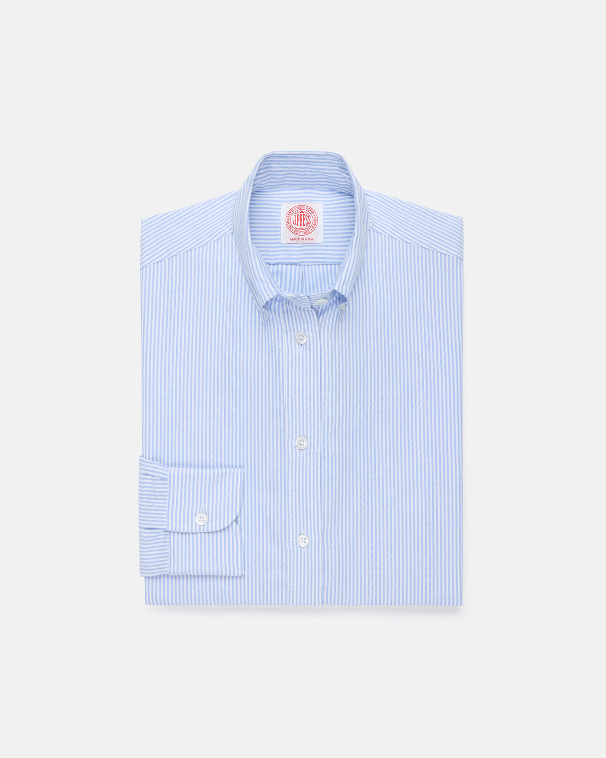 Made-in-USA Women's Blue University Stripe Oxford Cloth Sport Shirt