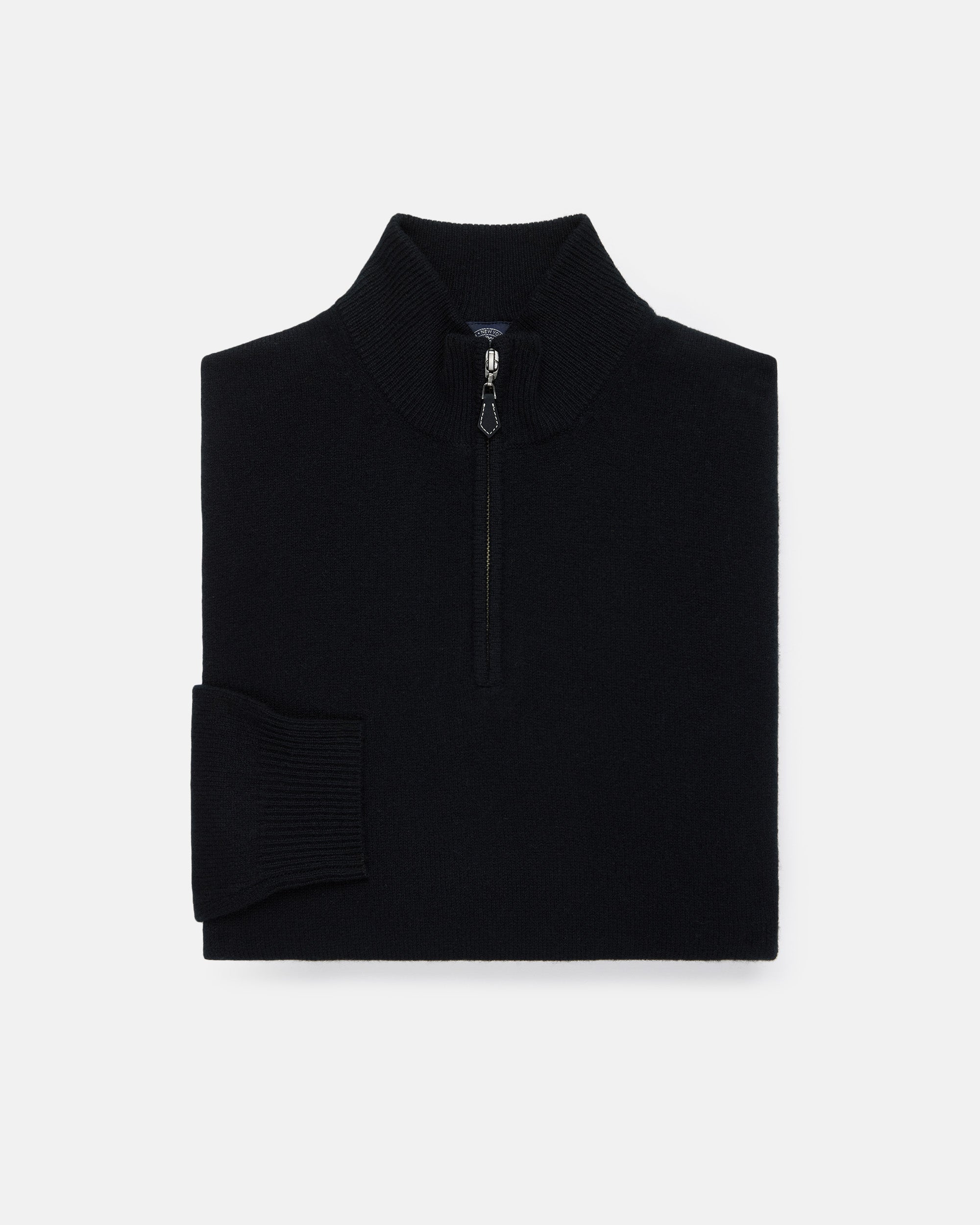 Black Lambswool Quarter Zip-up Sweater