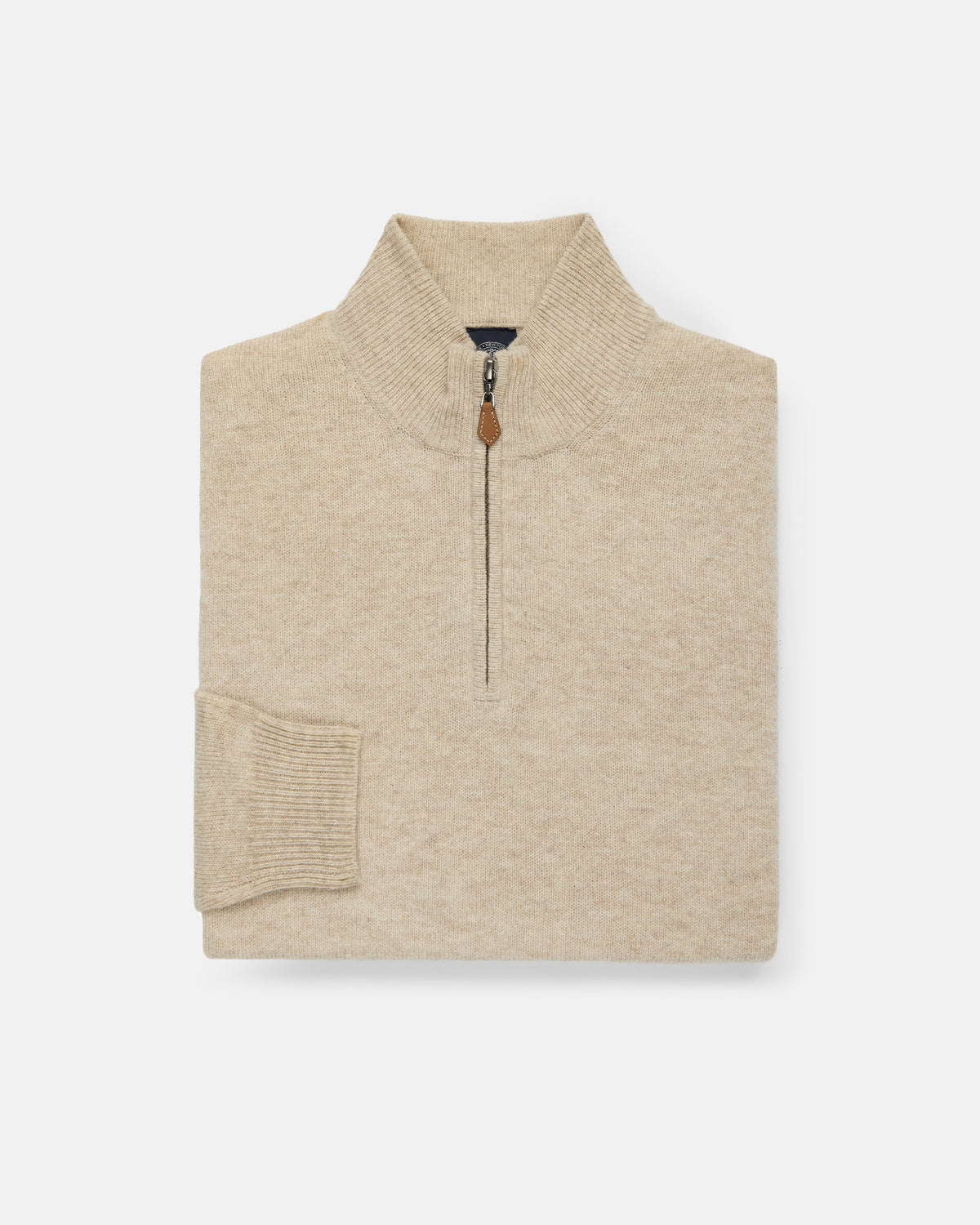 Tan Lambswool Quarter Zip-up Sweater