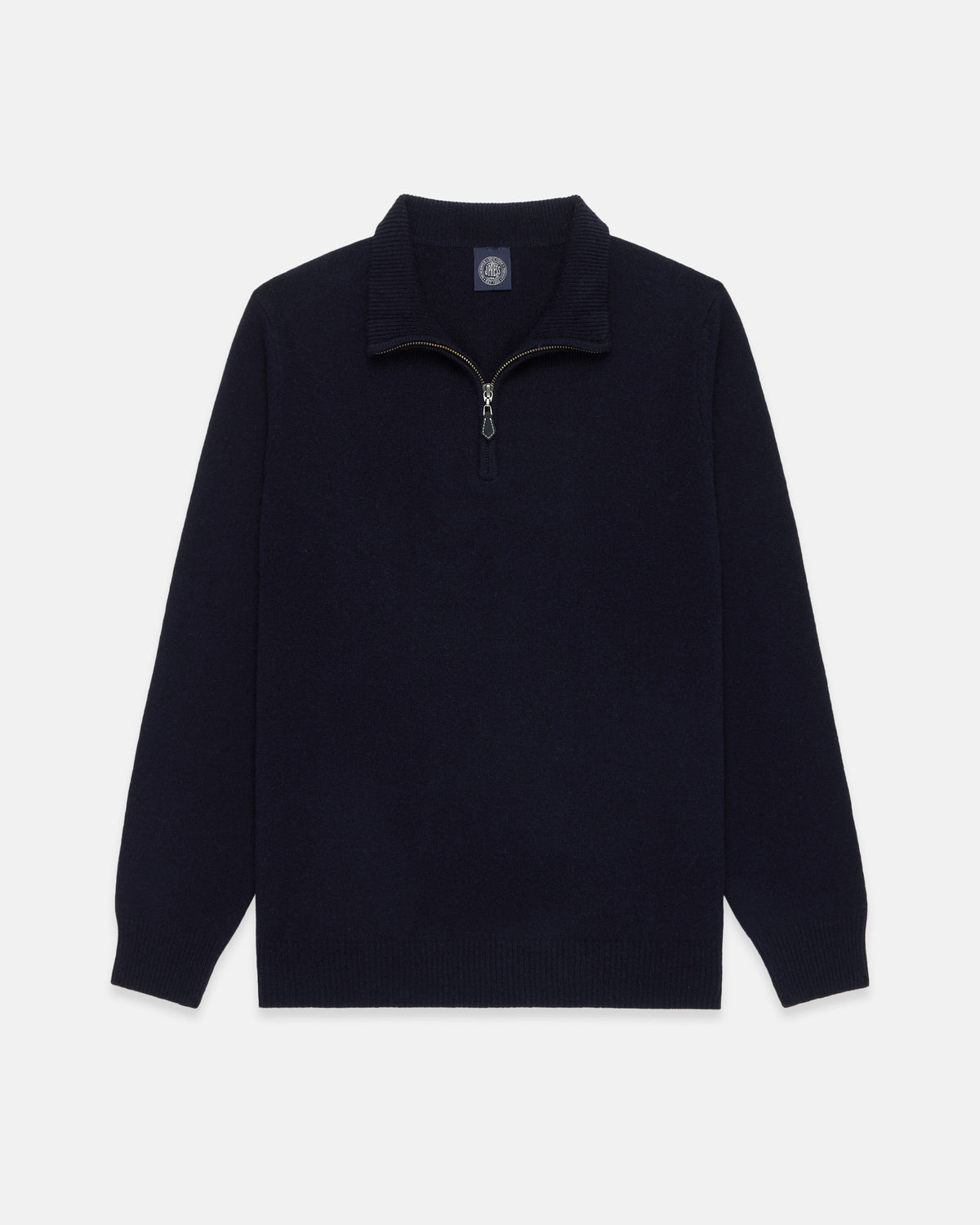Navy Lambswool Quarter Zip-up Sweater