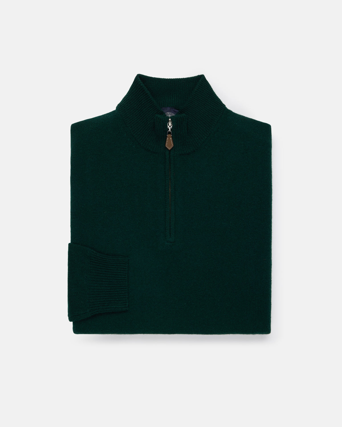 Bottle Green Lambswool Quarter Zip-up Sweater
