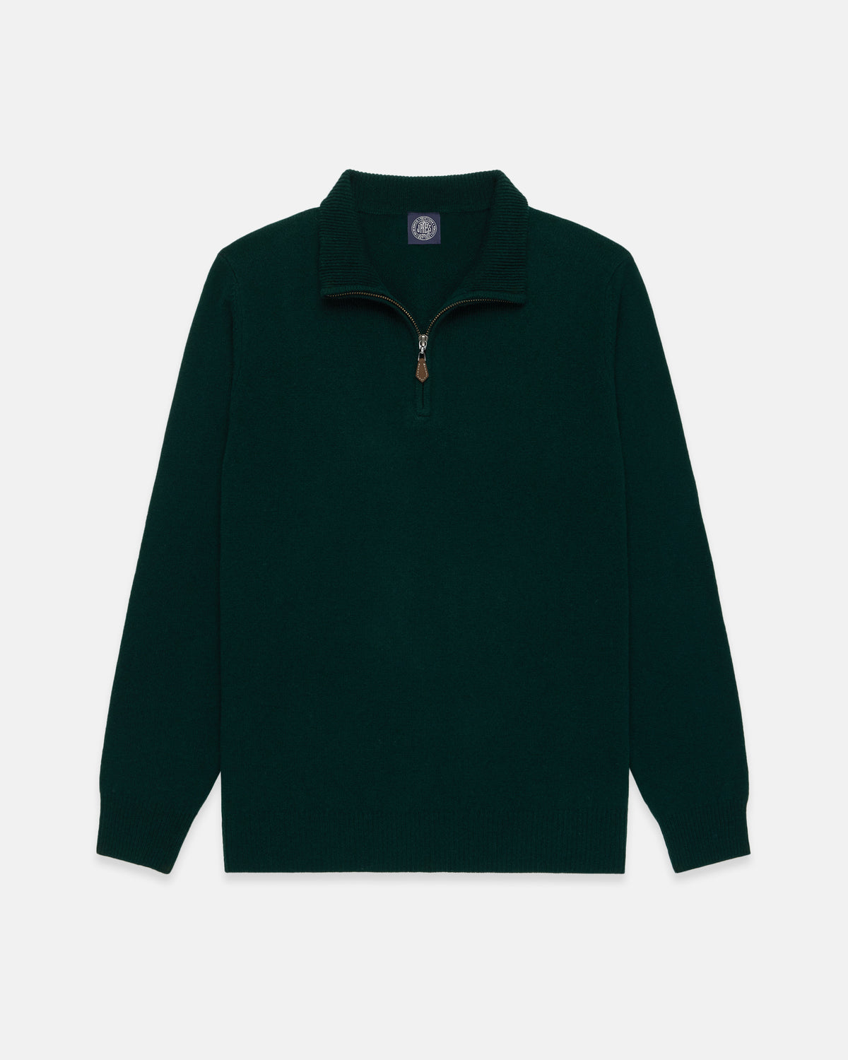 Bottle Green Lambswool Quarter Zip-up Sweater