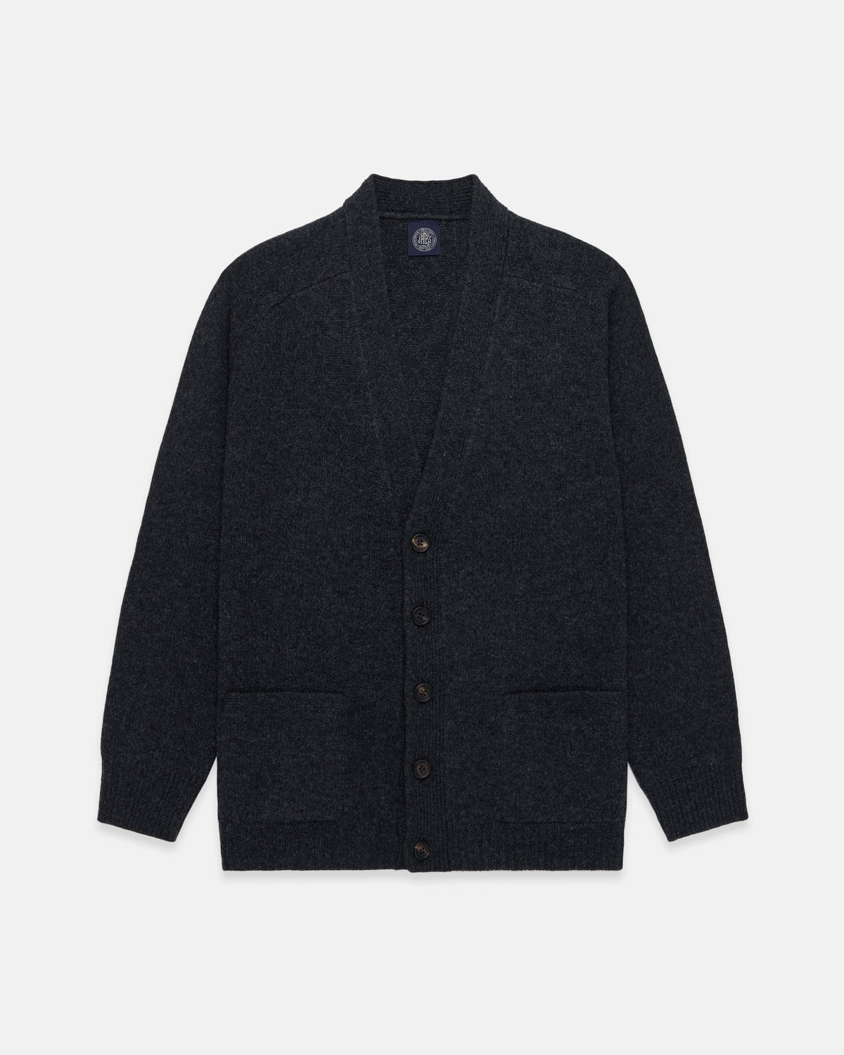 Charcoal Lambswool Cardigan Sweater