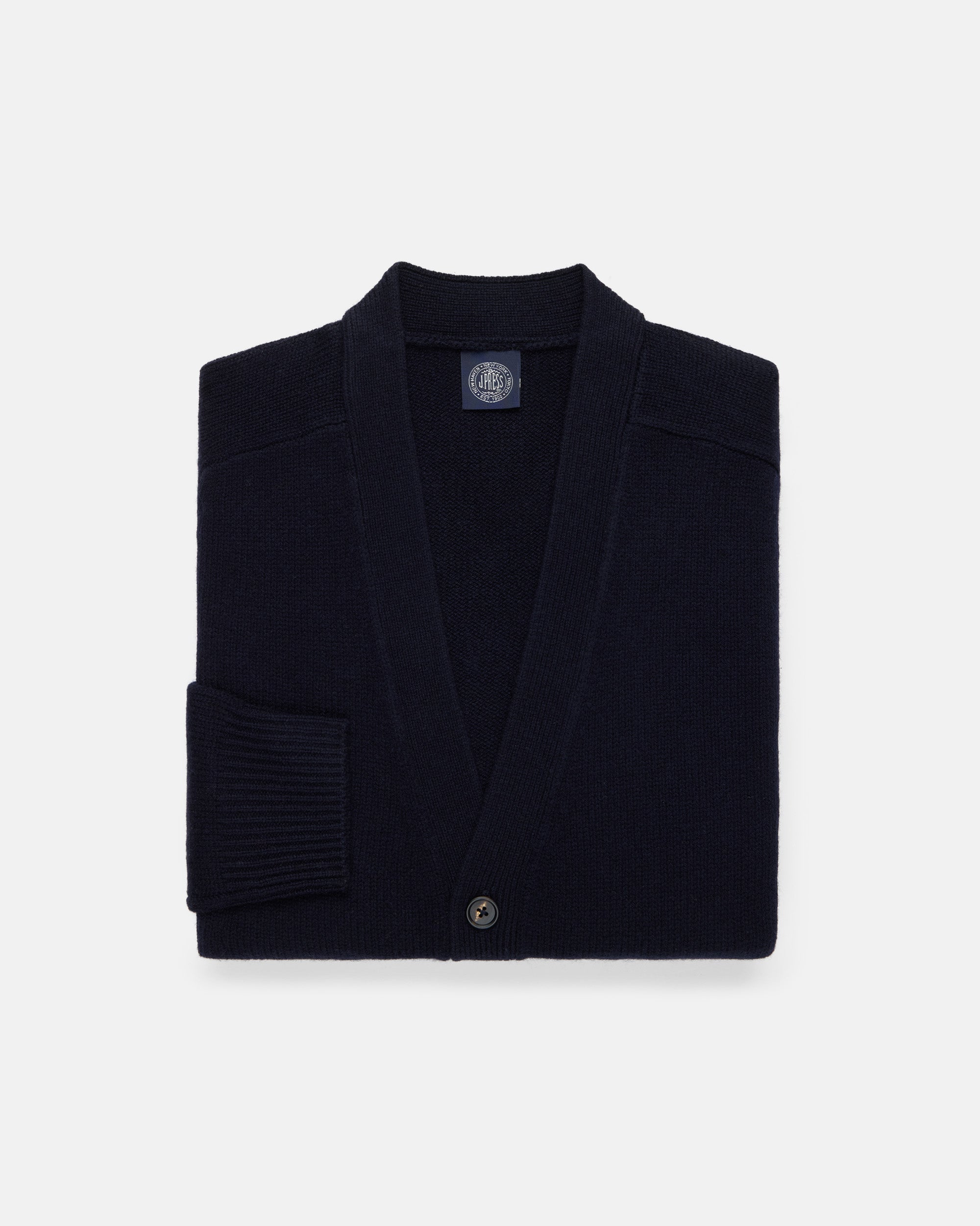 Navy Lambswool Cardigan Sweater