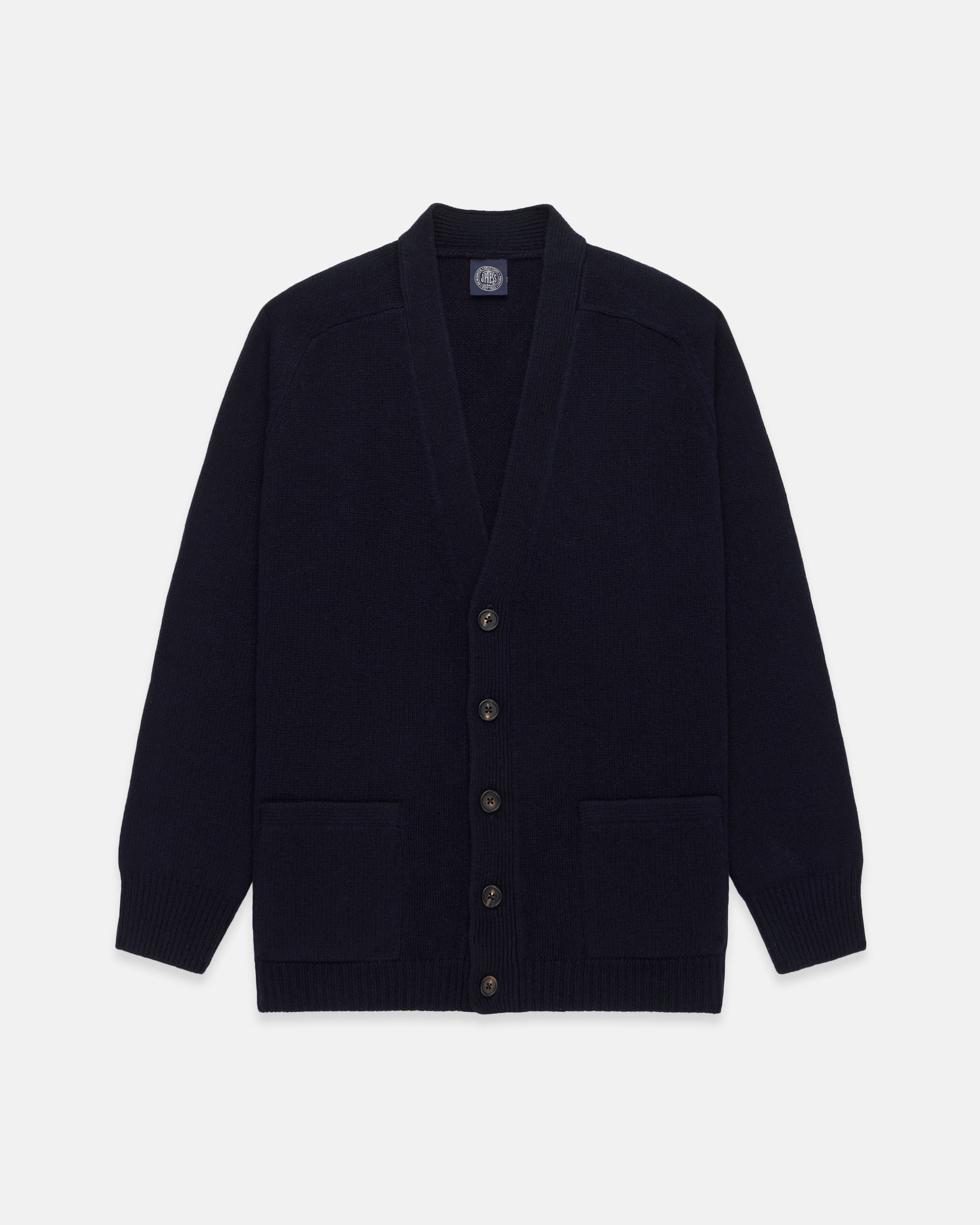 Navy Lambswool Cardigan Sweater