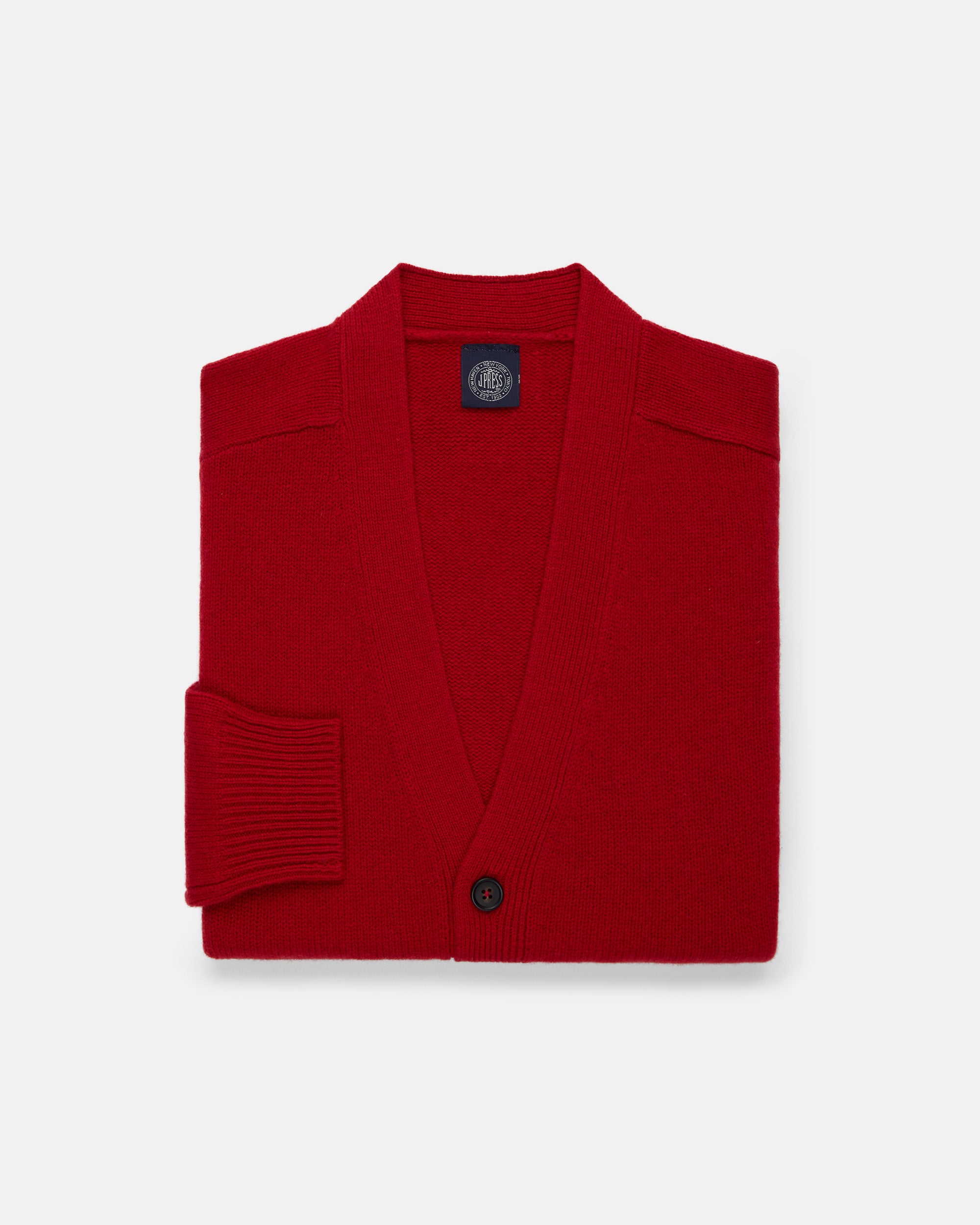 Red Lambswool Cardigan Sweater