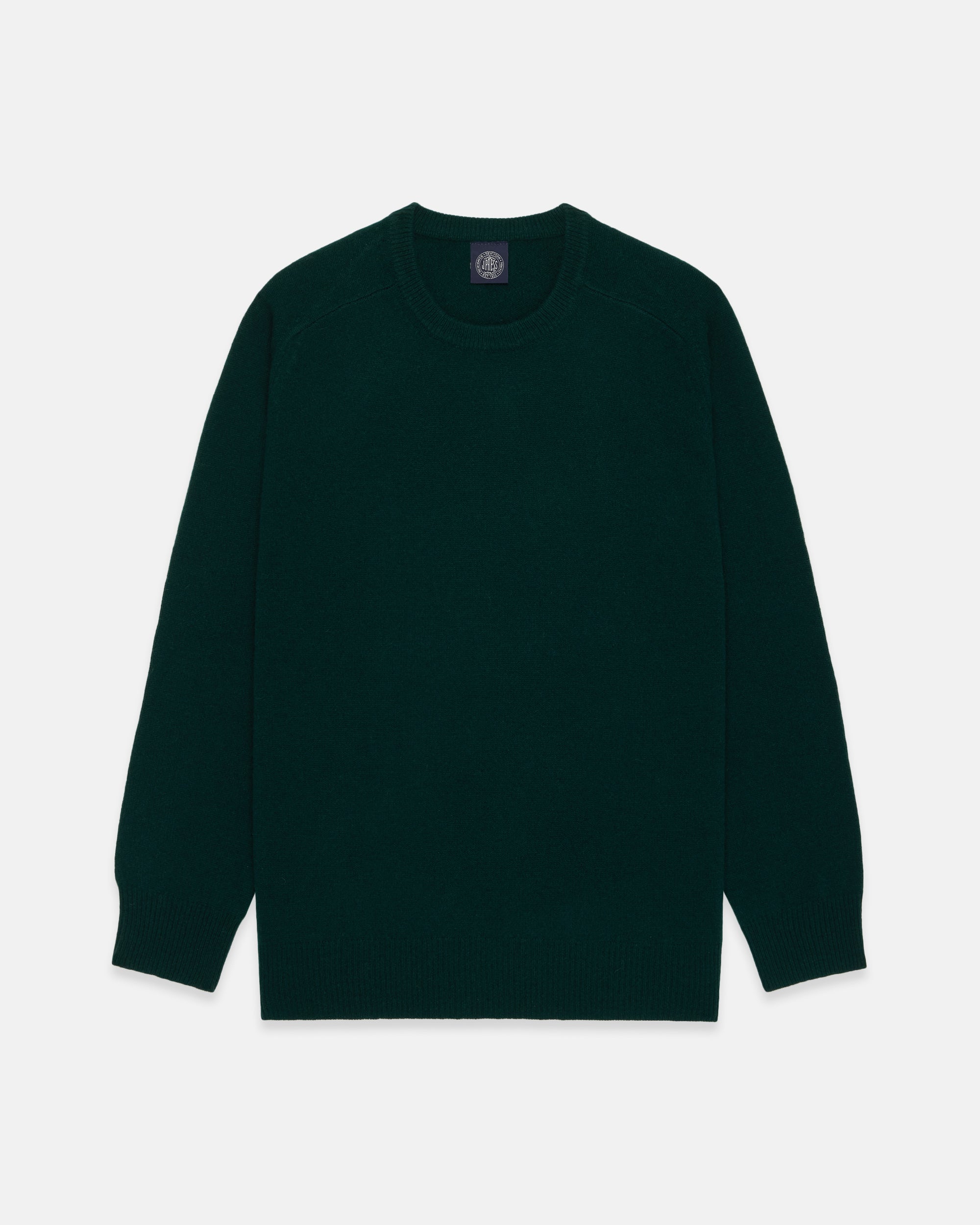 Dark Green Lambswool Crewneck Sweater