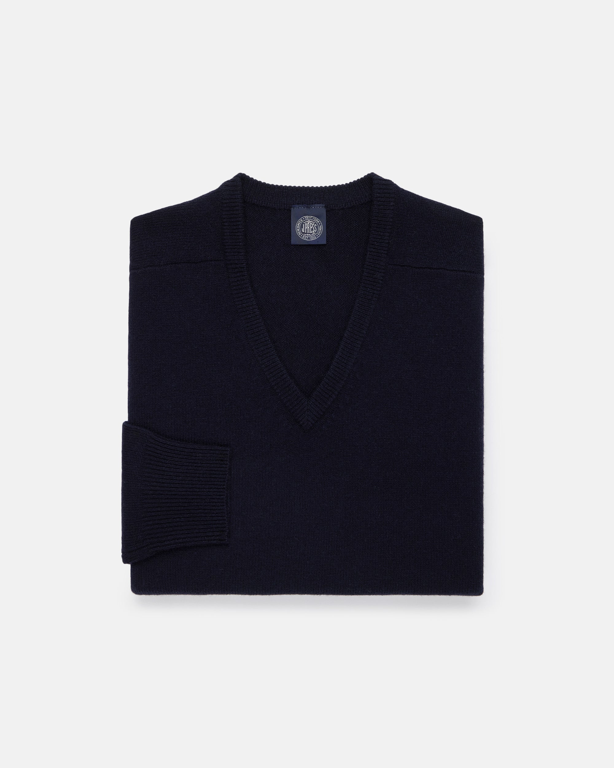 Navy Lambswool V-neck Sweater