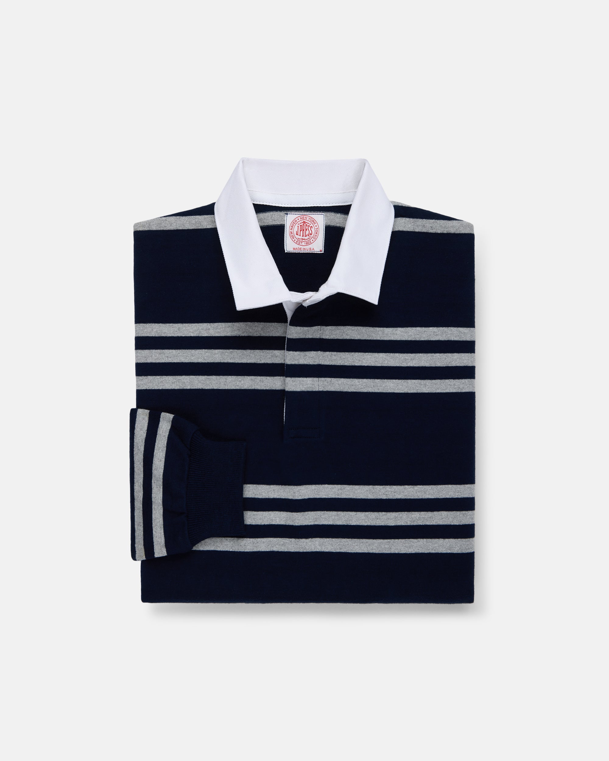 Made-in-USA Navy & Grey Triple Stripe Cotton Rugby