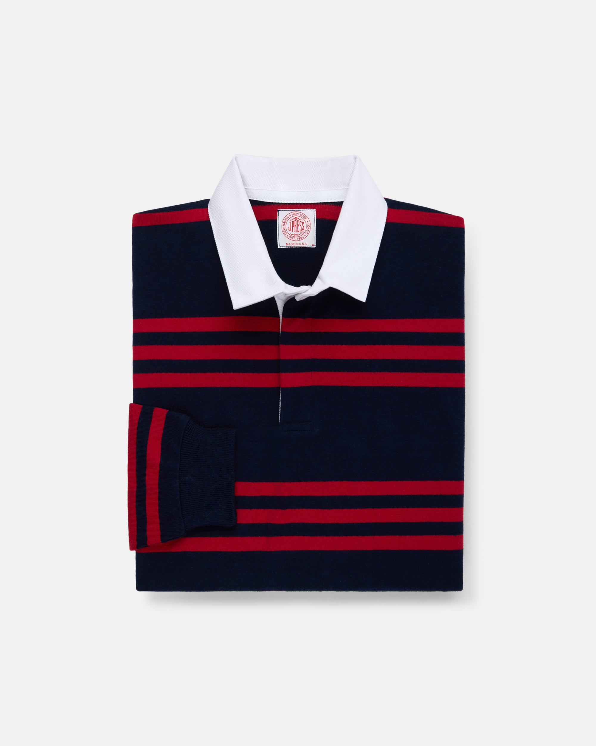 Made-in-USA Navy & Red Triple Stripe Cotton Rugby