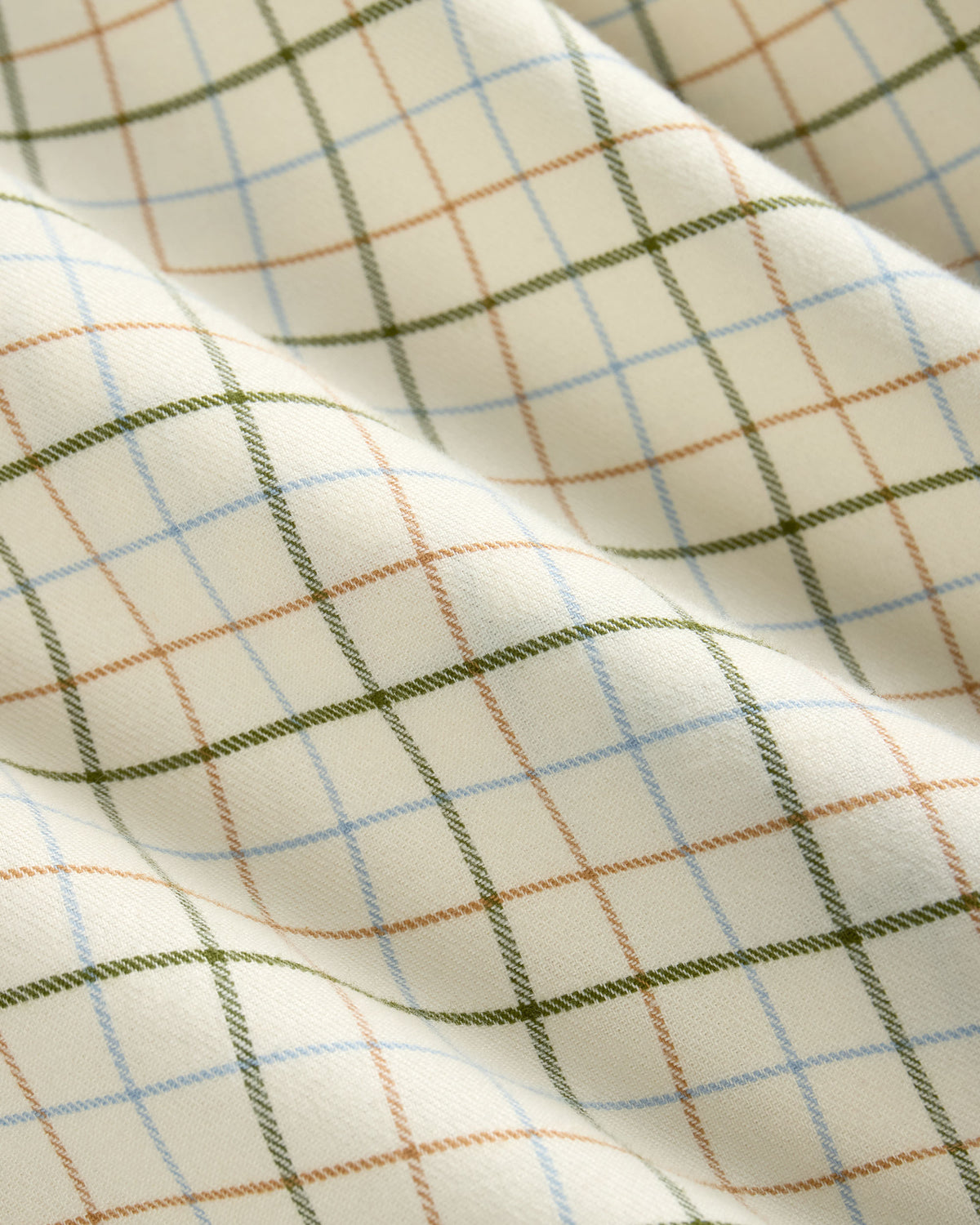 Green, Light Blue & Light Brown Tattersall Cotton Flannel Sport Shirt - Classic Fit