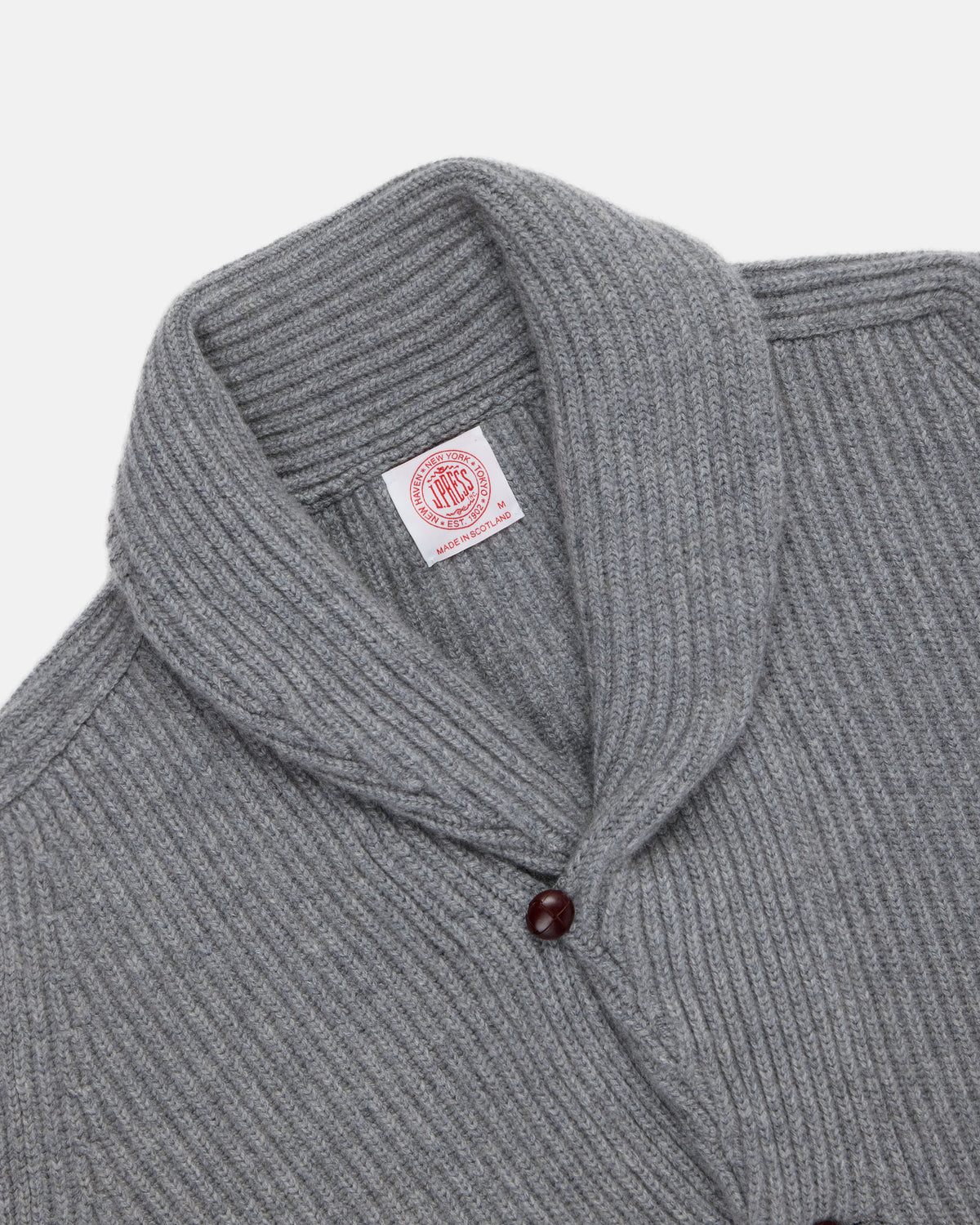 Made-in-Scotland Grey Cashmere Shawl Collar Cardigan
