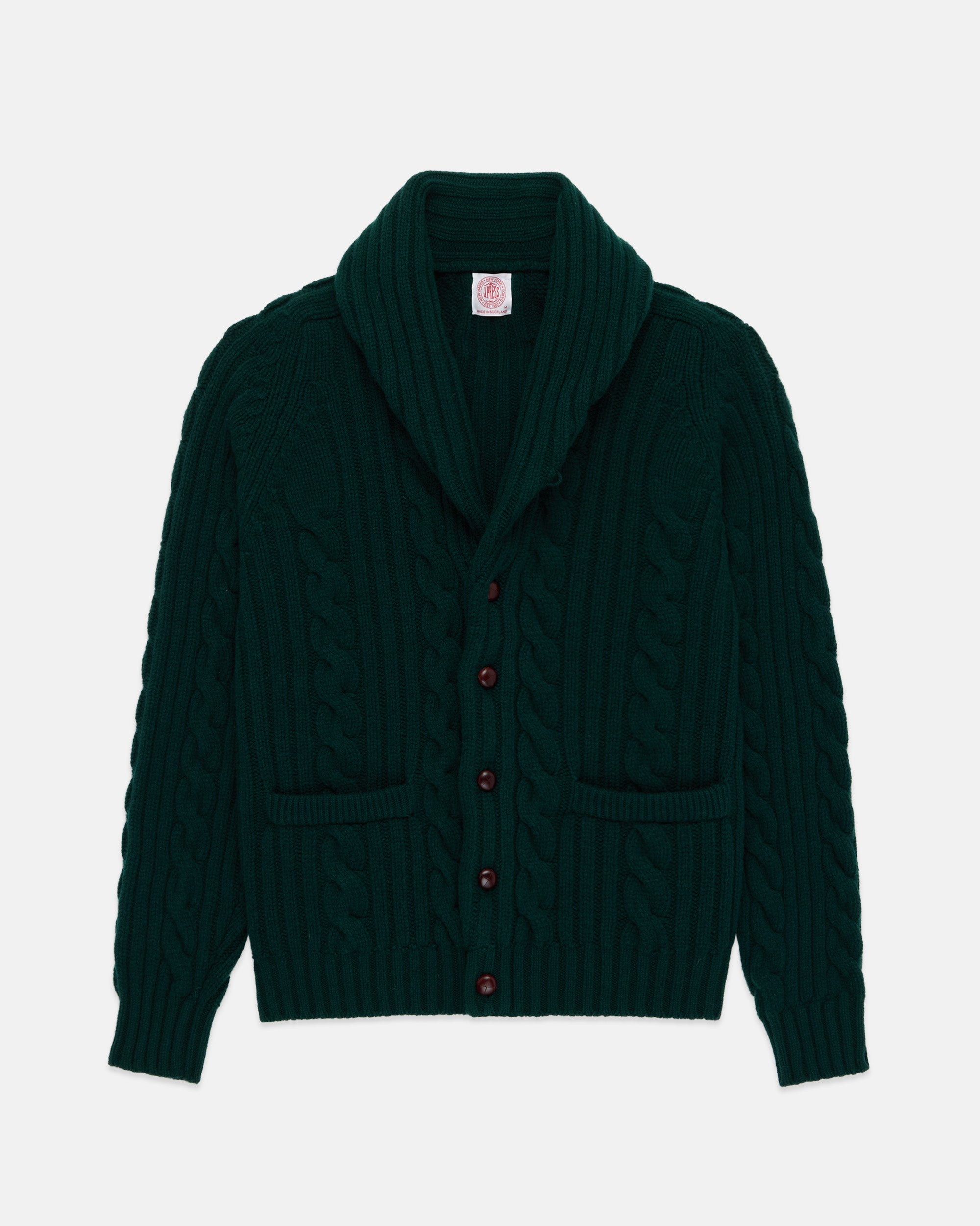 Green Lambswool Cable Cardigan | Men's Sweaters | J. Press
