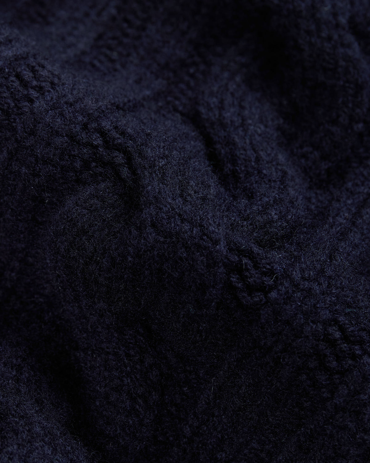 Made-in-Scotland Navy Shawl Collar Cable Knit Cardigan