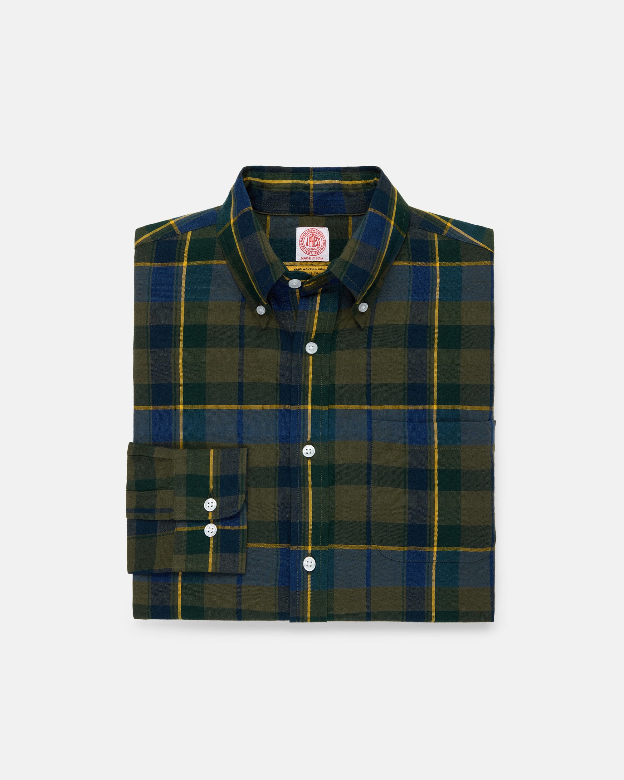 Handloomed Green & Blue Plaid Shirt