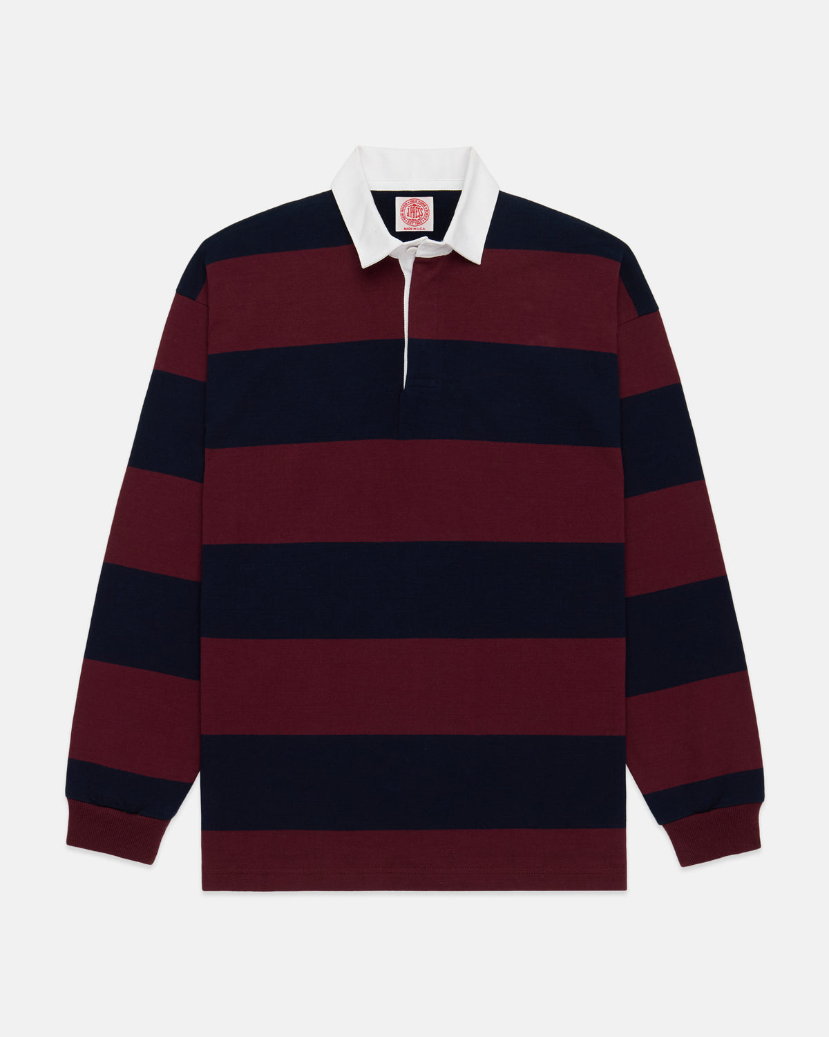 Made-in-USA Navy & Burgundy Guard Stripe Cotton Rugby