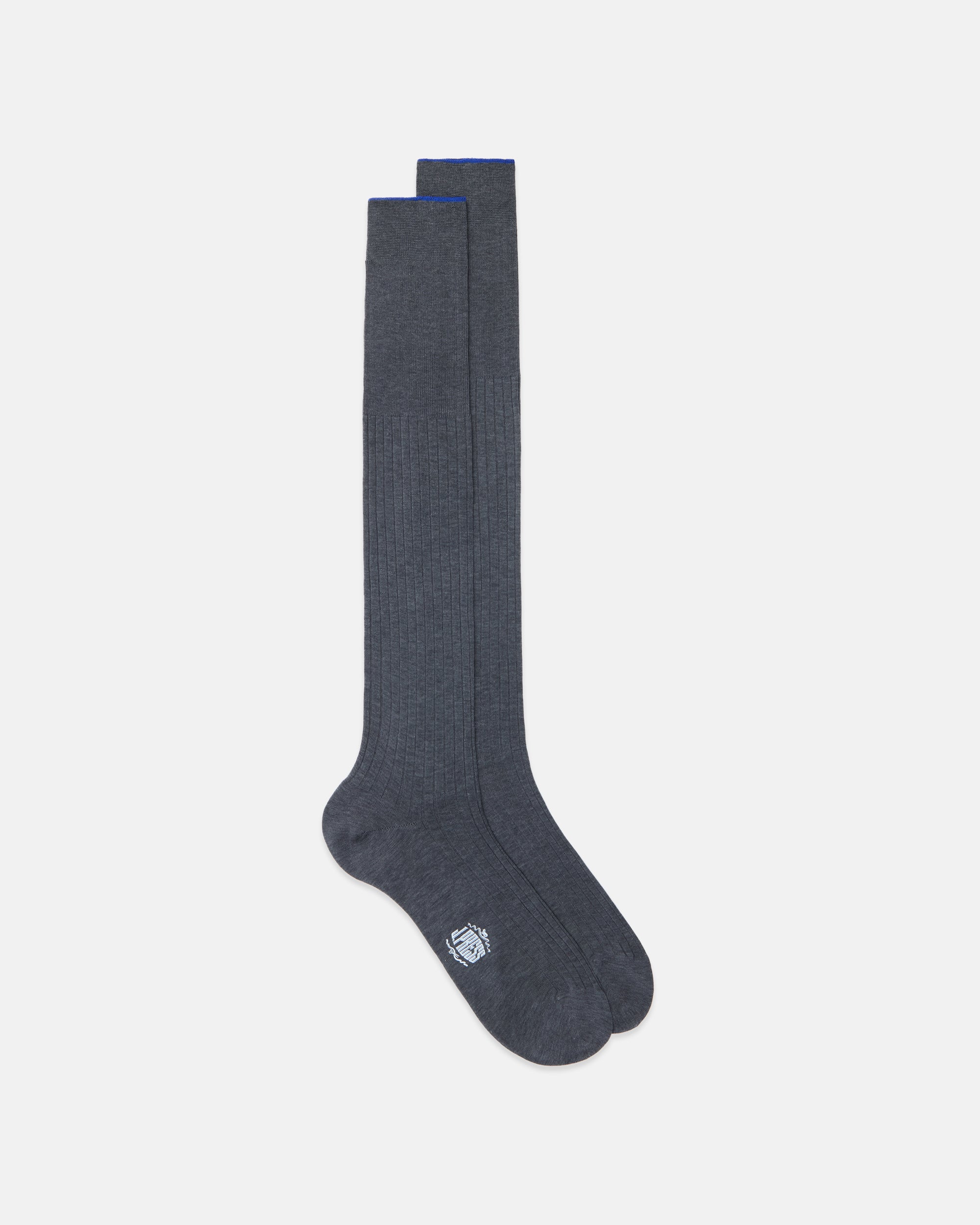 Made-in-Italy Mid-Grey Over-the Calf Cotton Socks