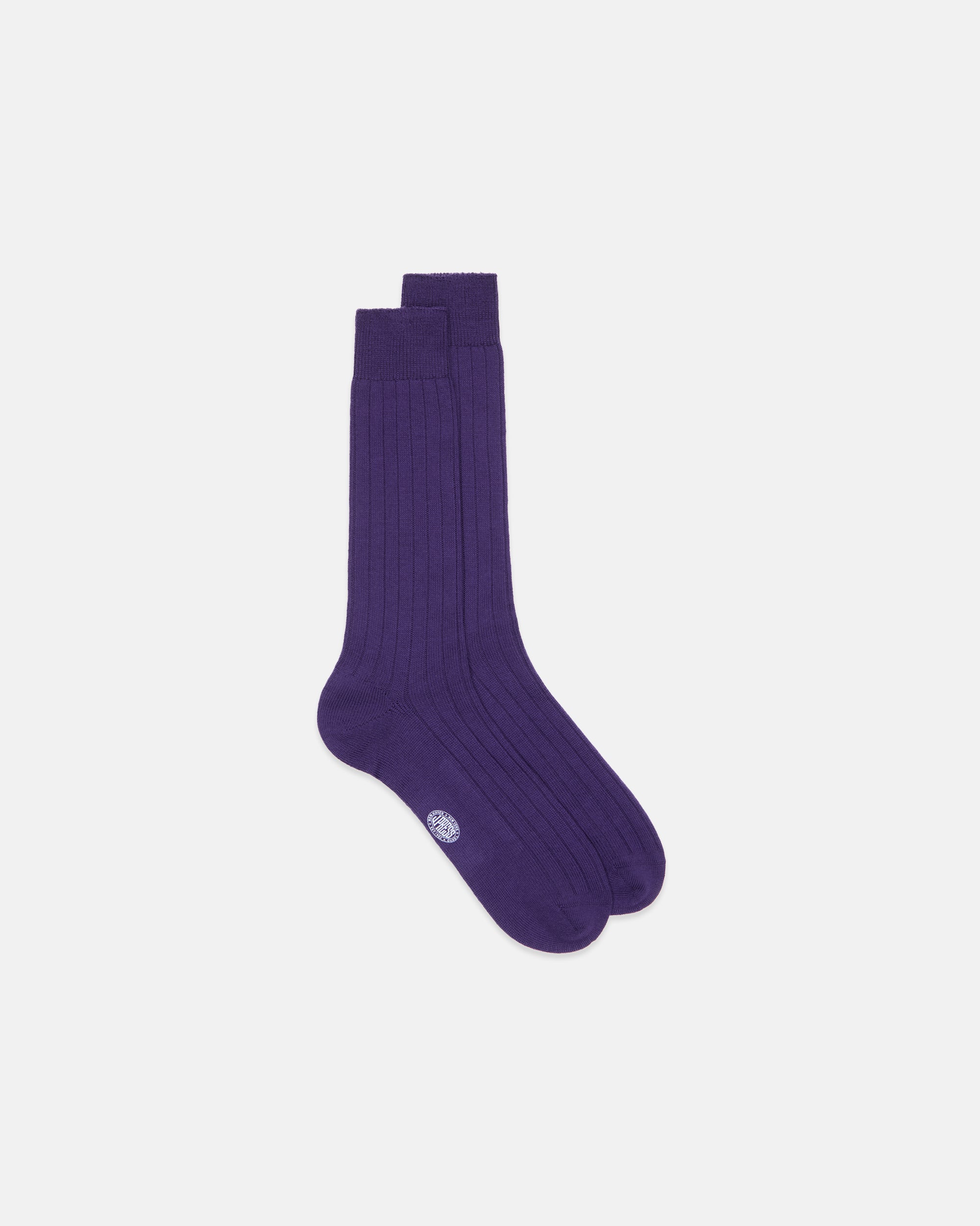 Made-in-Italy Purple Mid-calf Ribbed Wool Socks