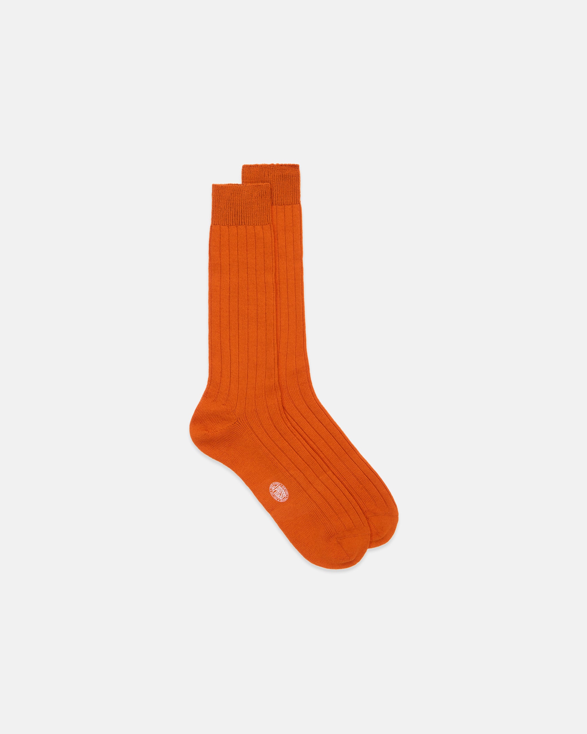 Made-in-Italy Orange Mid-calf Ribbed Wool Socks