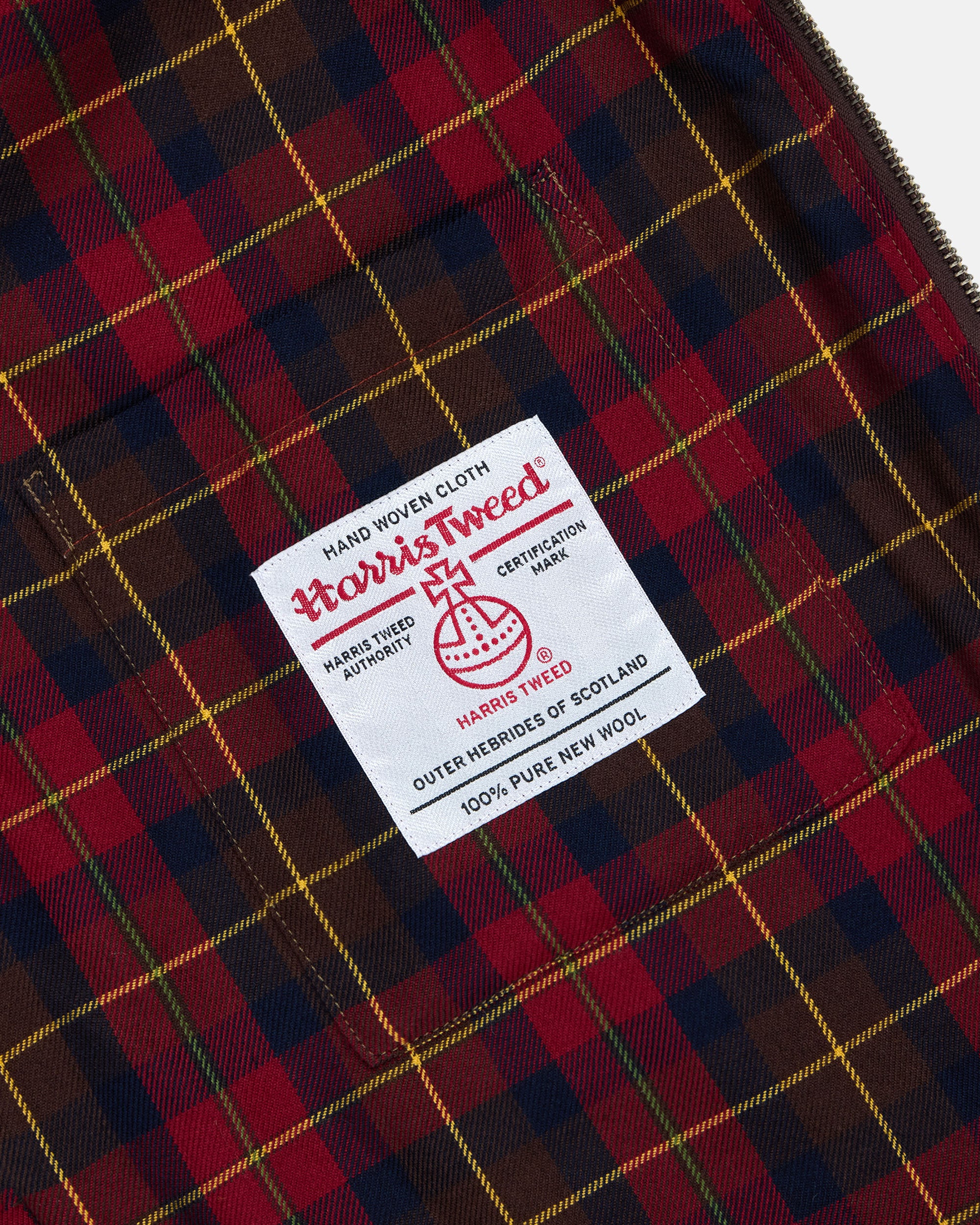 Made-in-England Light Brown Herringbone Harris Tweed Harrington Jacket