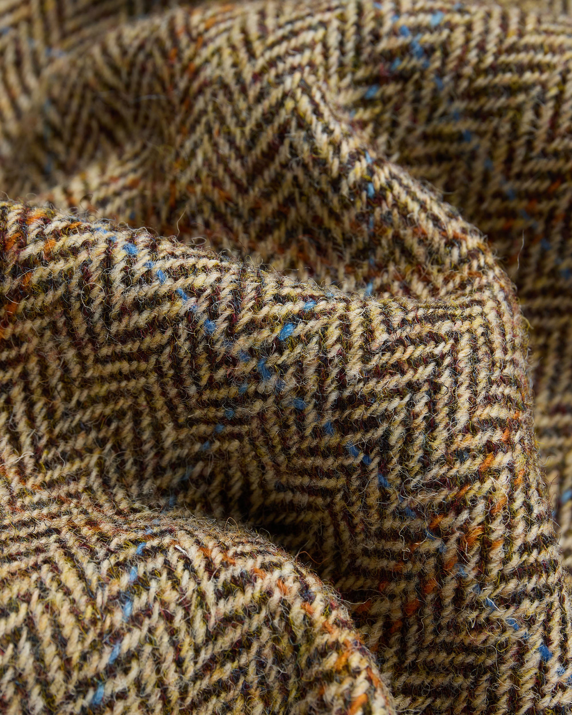 Made-in-England Light Brown Herringbone Harris Tweed Harrington Jacket