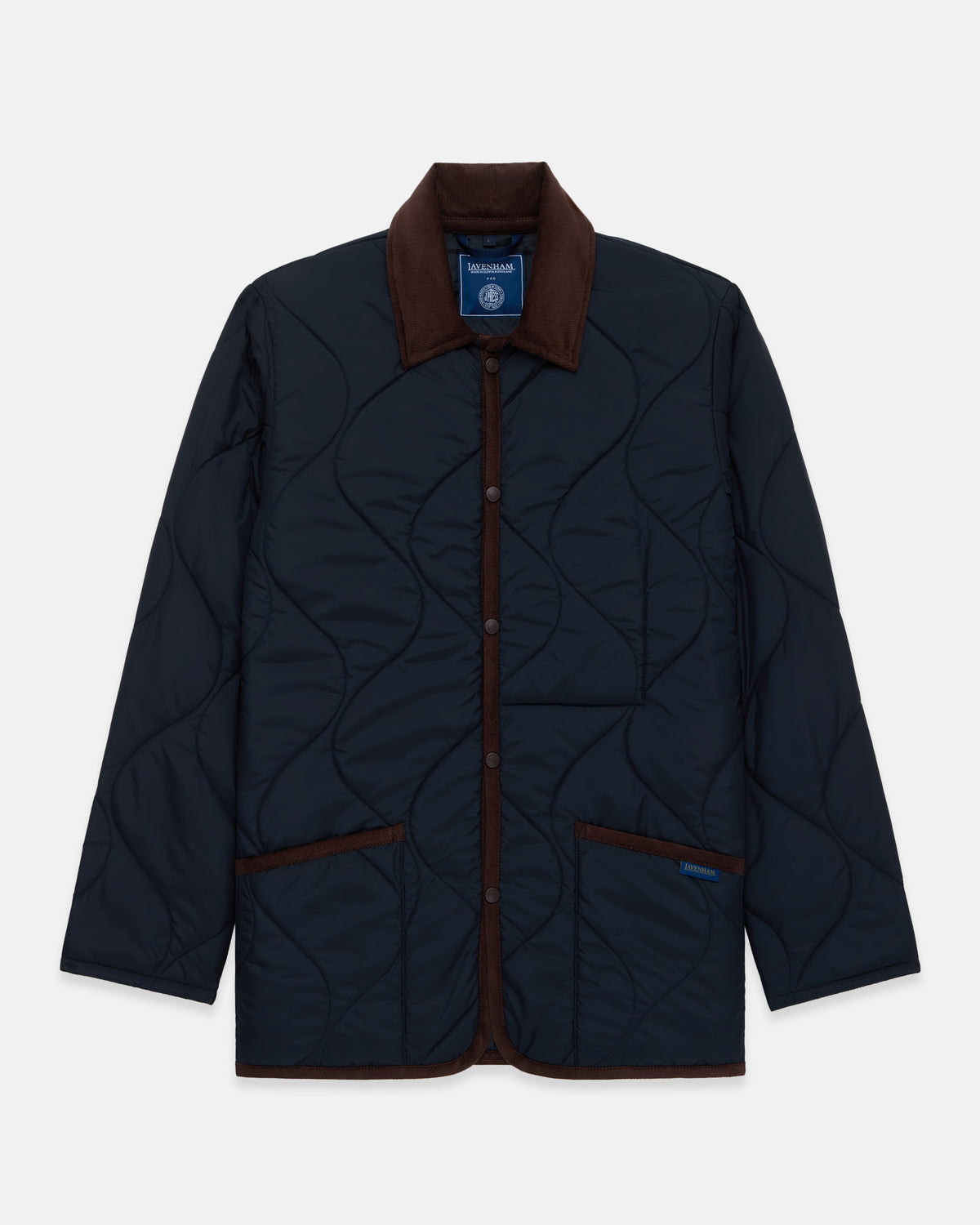 Made-in-England Lavenham Navy & Brown Denham Quilted Jacket