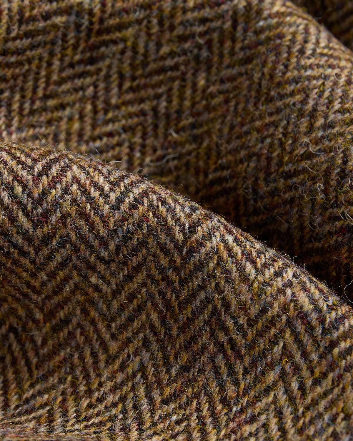 Made-in-England Brown Herringbone Harris Tweed Balmacaan