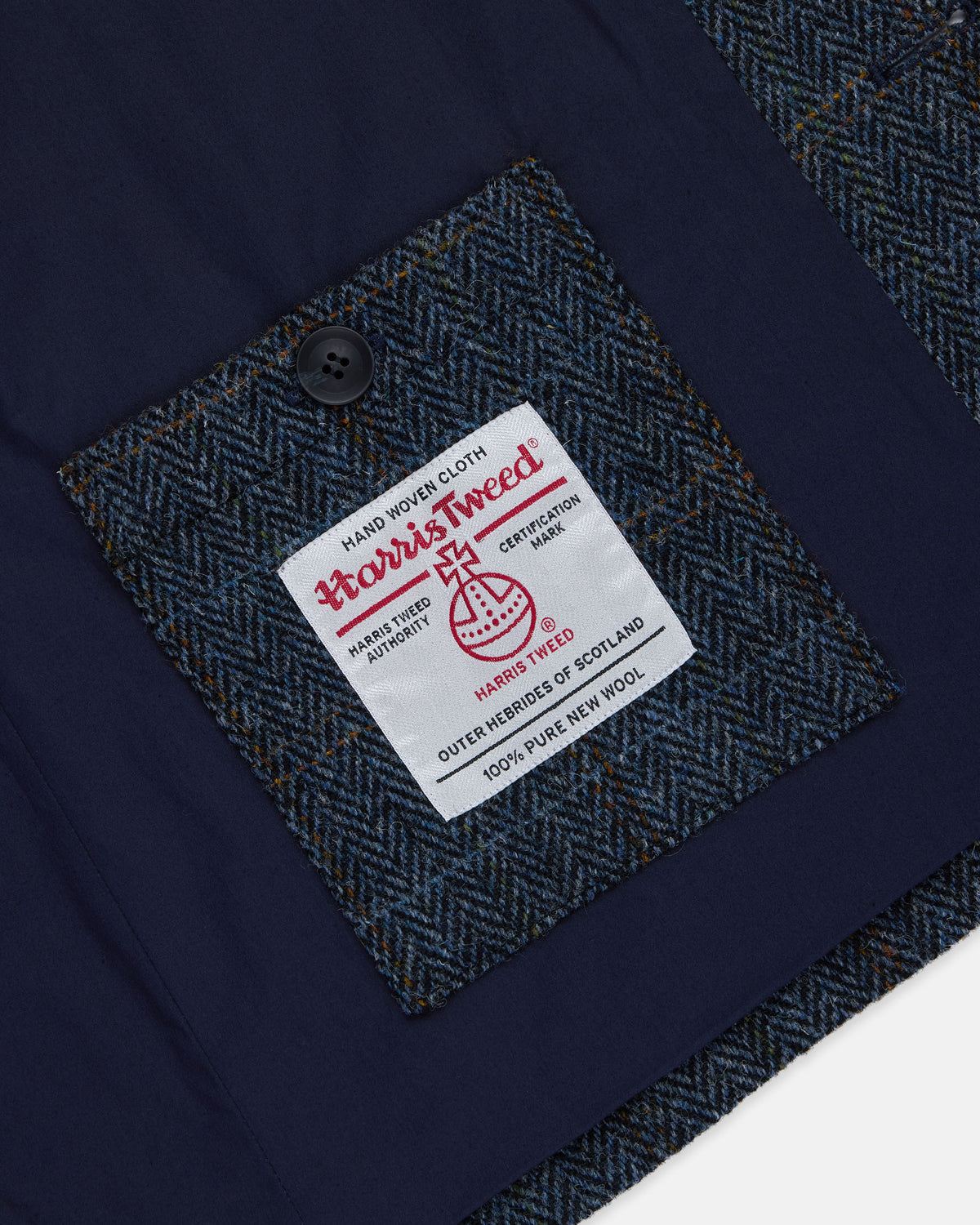 Made-in-England Blue Herringbone Harris Tweed Chore Jacket