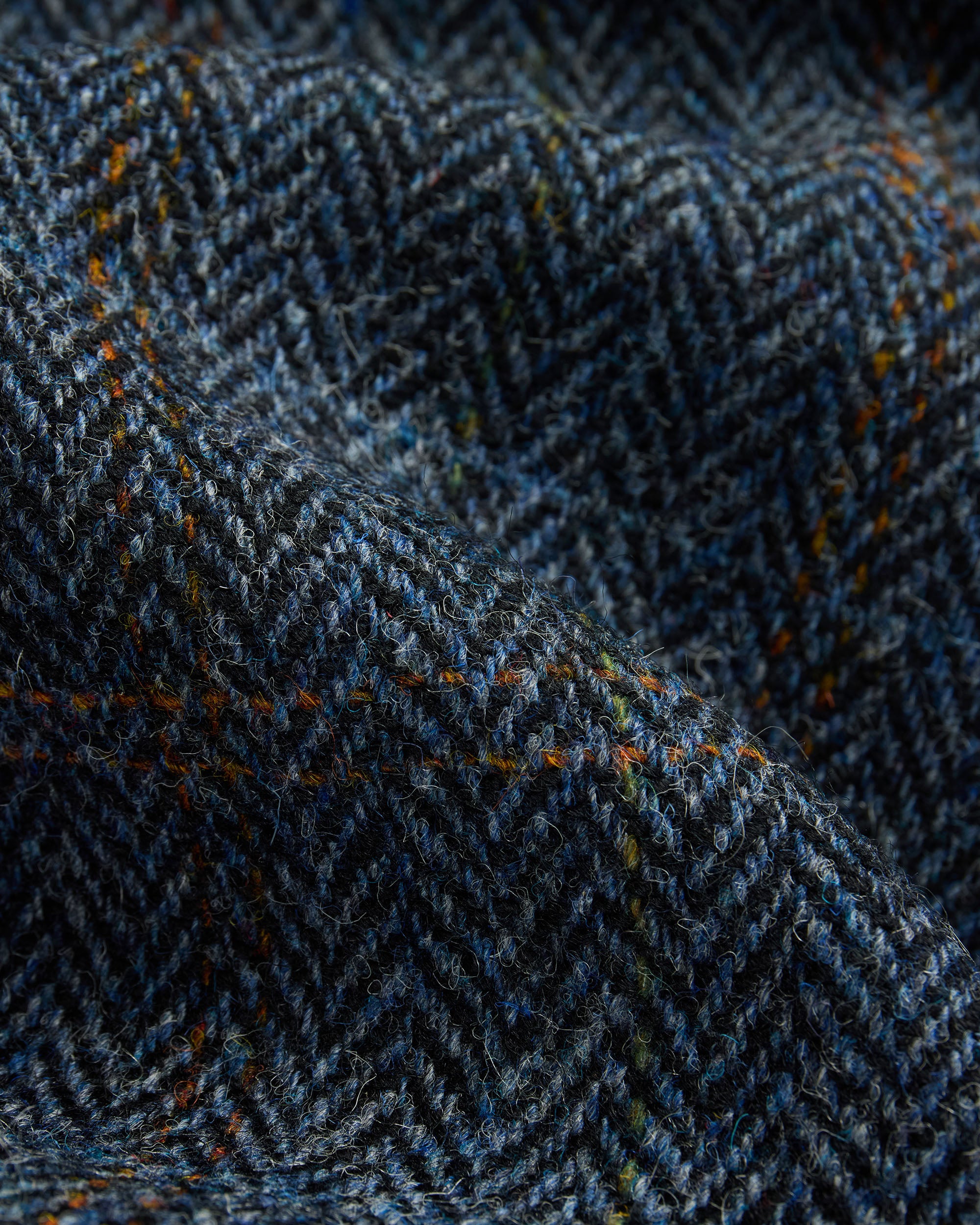 Made-in-England Blue Herringbone Harris Tweed Chore Jacket