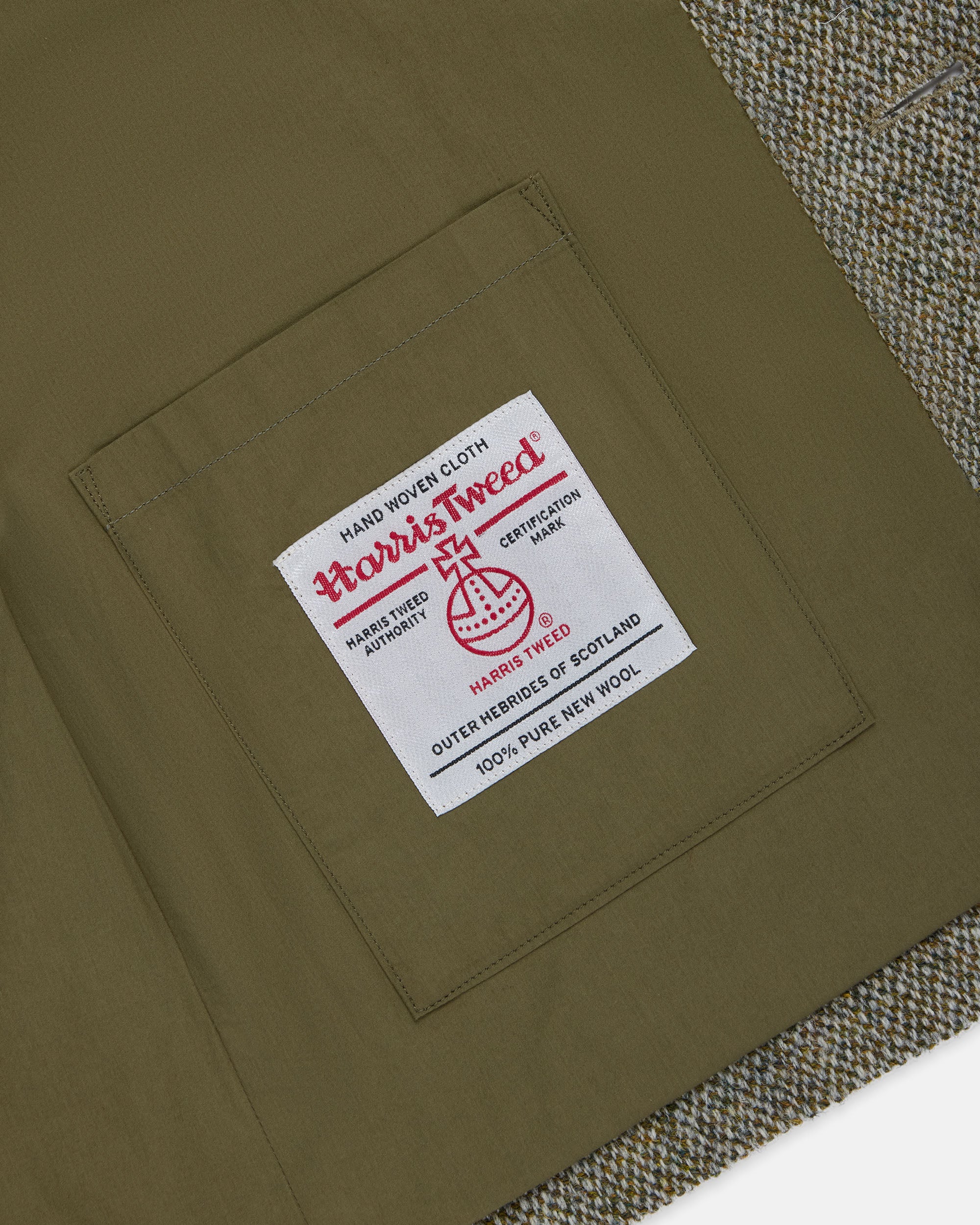 Made-in-England Light Olive Barleycorn Harris Tweed Chore Jacket