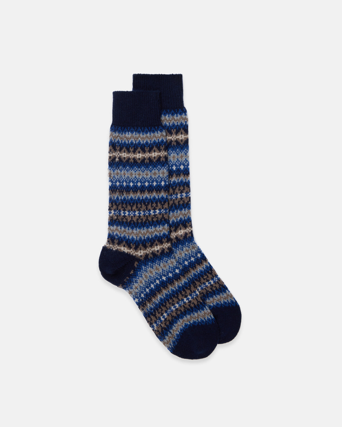 Dark Navy Fair Isle Cashmere Socks