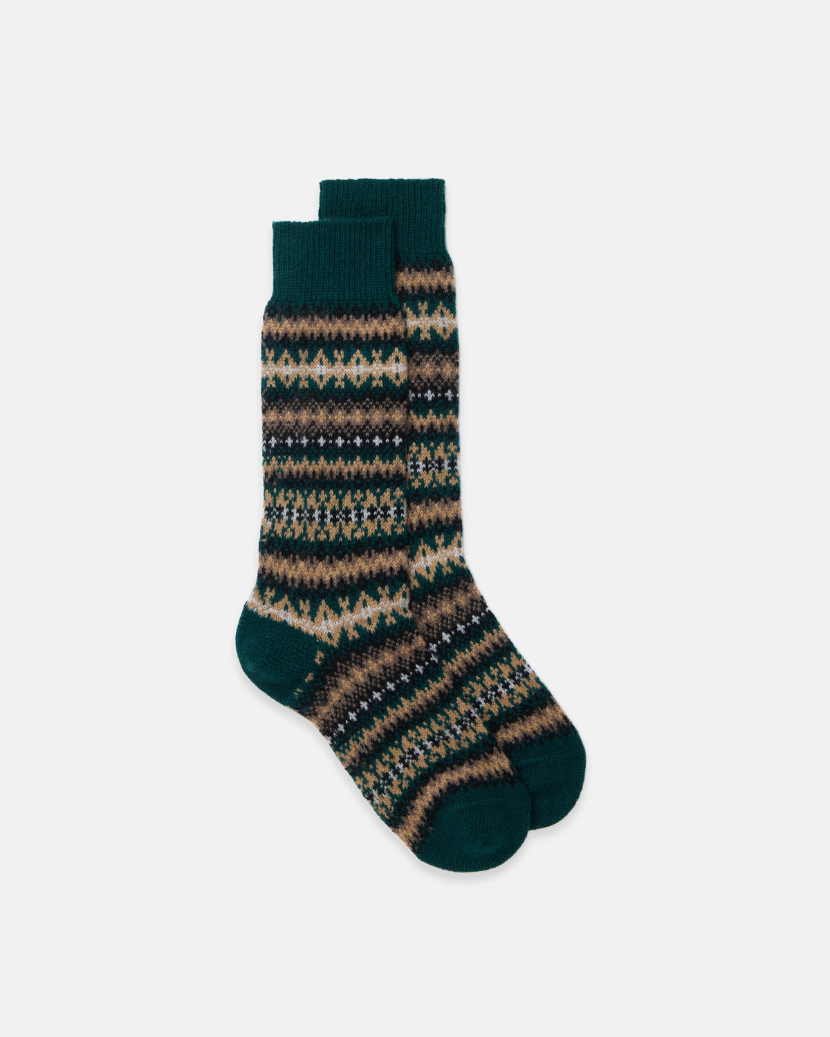 Green Fair Isle Cashmere Socks