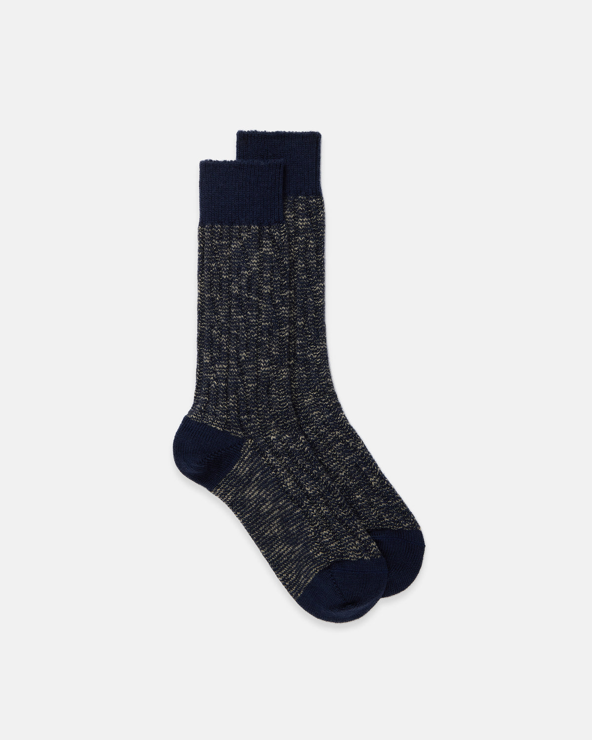 Navy Wool Cotton Textured Socks