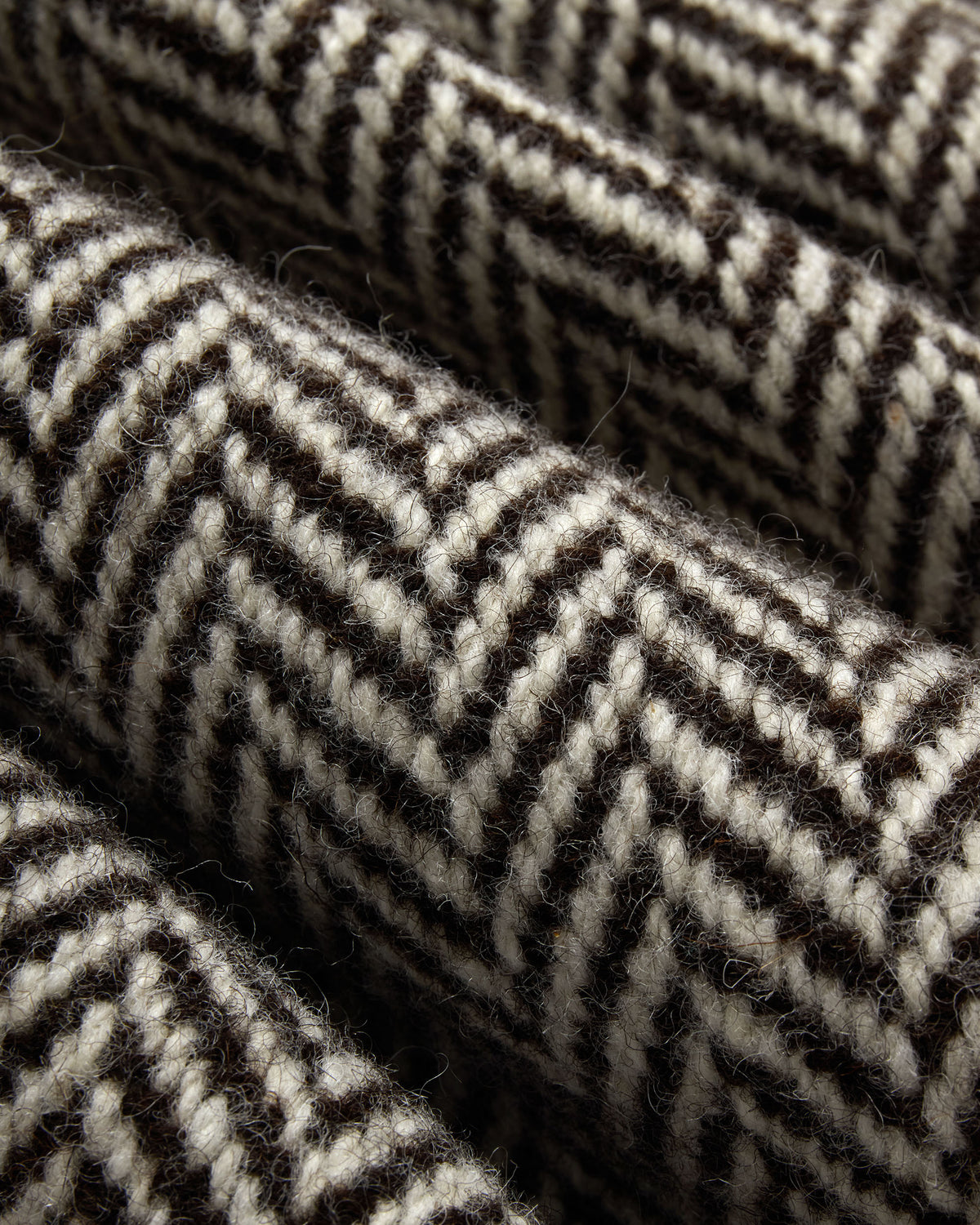 Made-in-USA Black & White Herringbone Tweed Balmacaan
