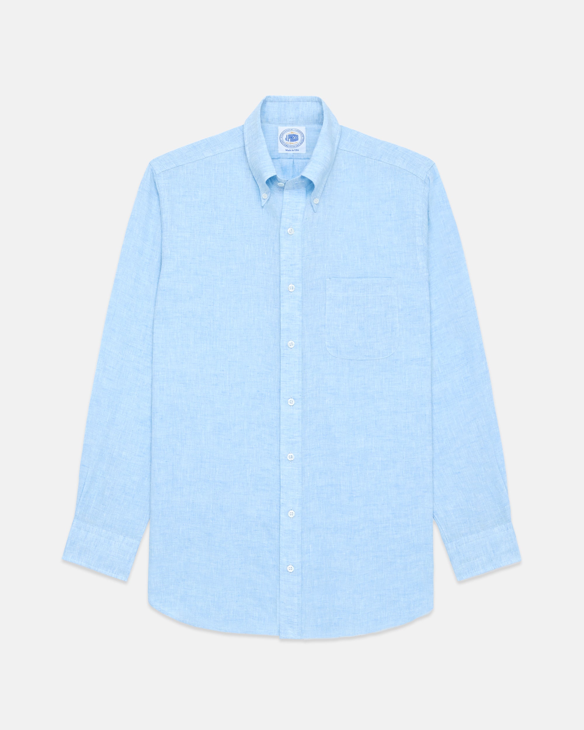 Made-in-USA Thomas Mason Light Blue Linen Shirt - Classic Fit