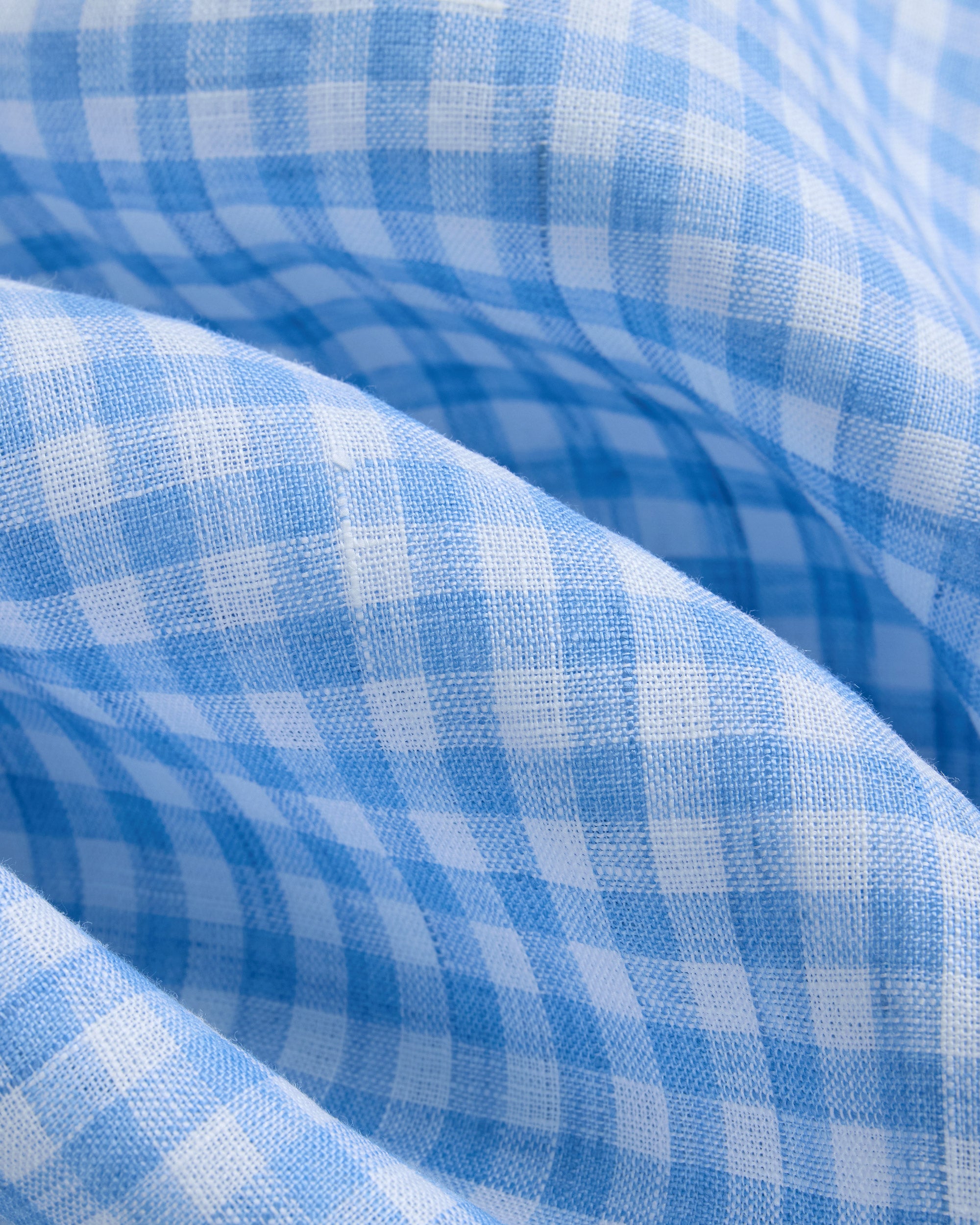 Made-in-USA Thomas Mason Light Blue Gingham Linen Shirt - Classic Fit