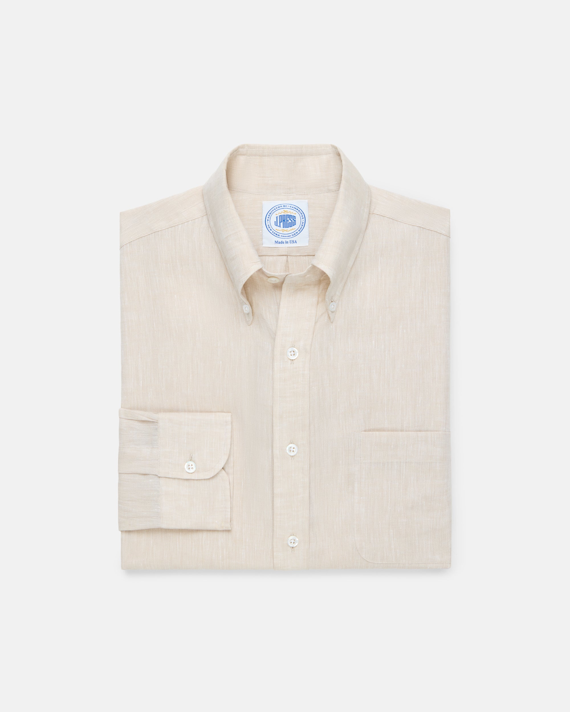 Made-in-USA Thomas Mason Sand Linen Shirt - Classic Fit