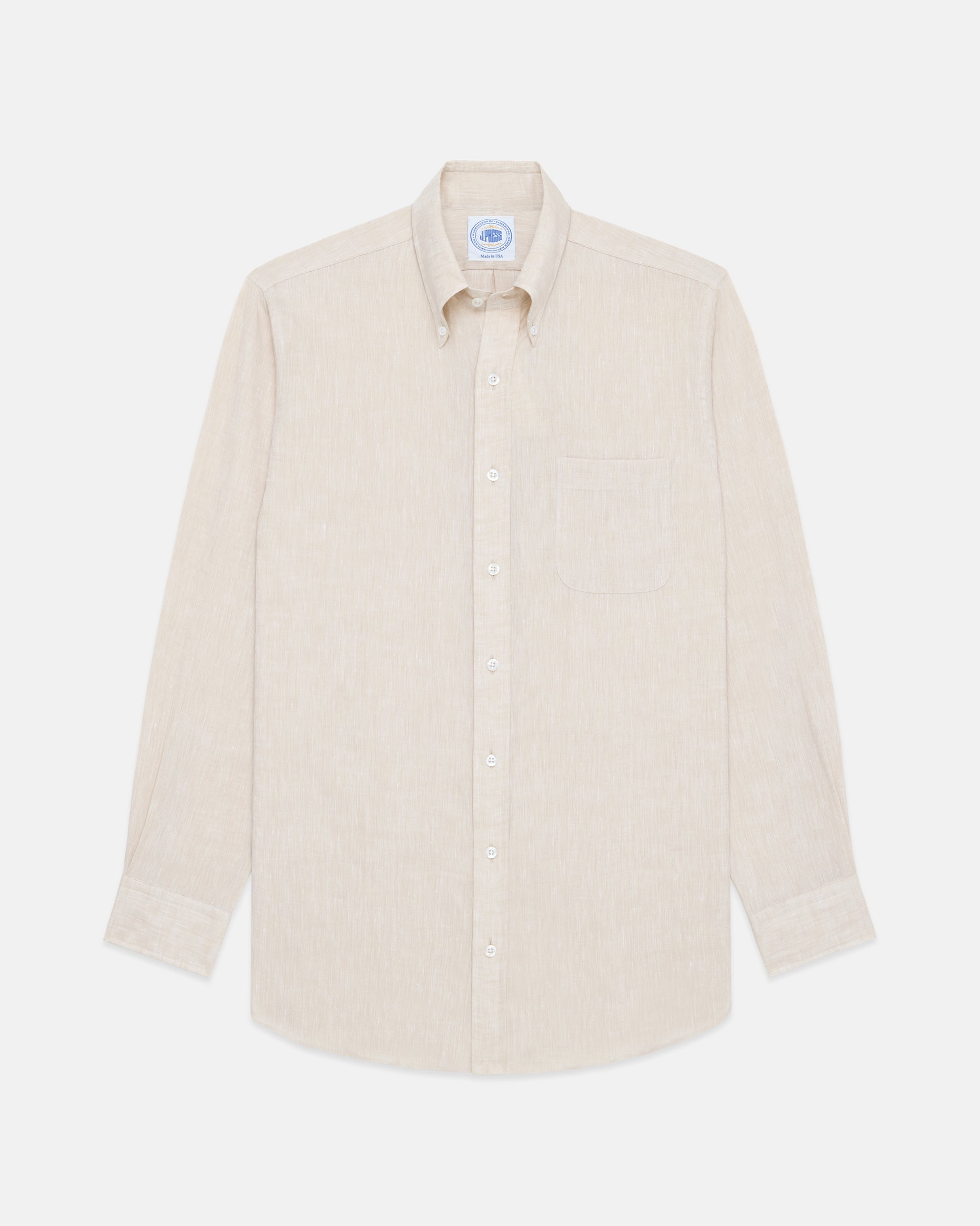 Made-in-USA Thomas Mason Sand Linen Shirt - Classic Fit