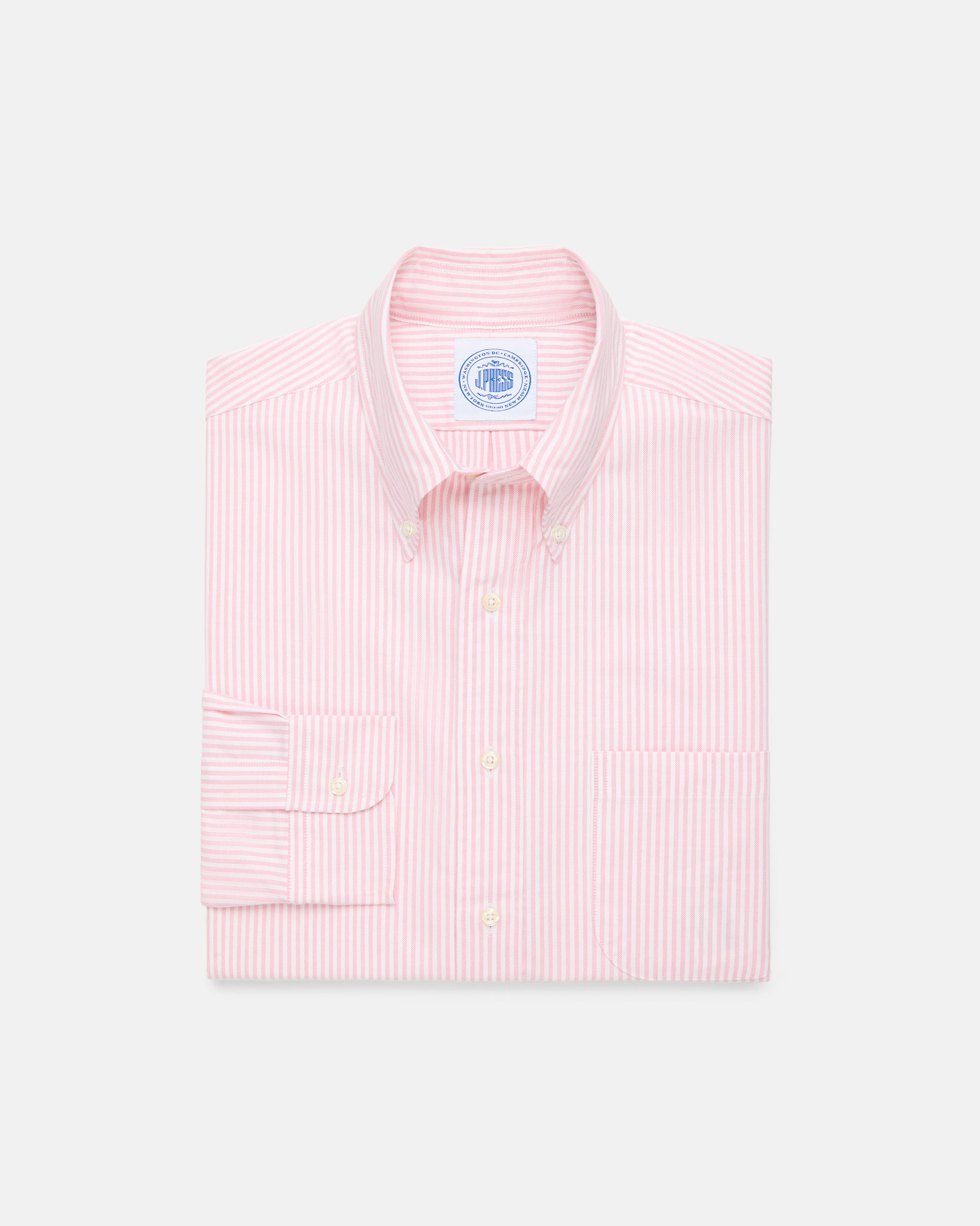 Made-in-USA Pink Candy Stripe Oxford Cloth Dress Shirt - Classic Fit