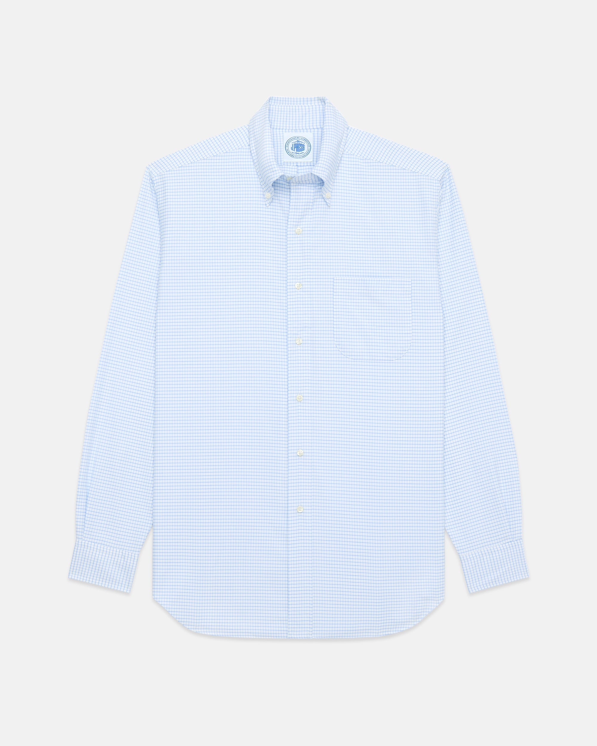 Made-in-USA Light Blue Tattersall Oxford Cloth Button Down Shirt - Classic Fit