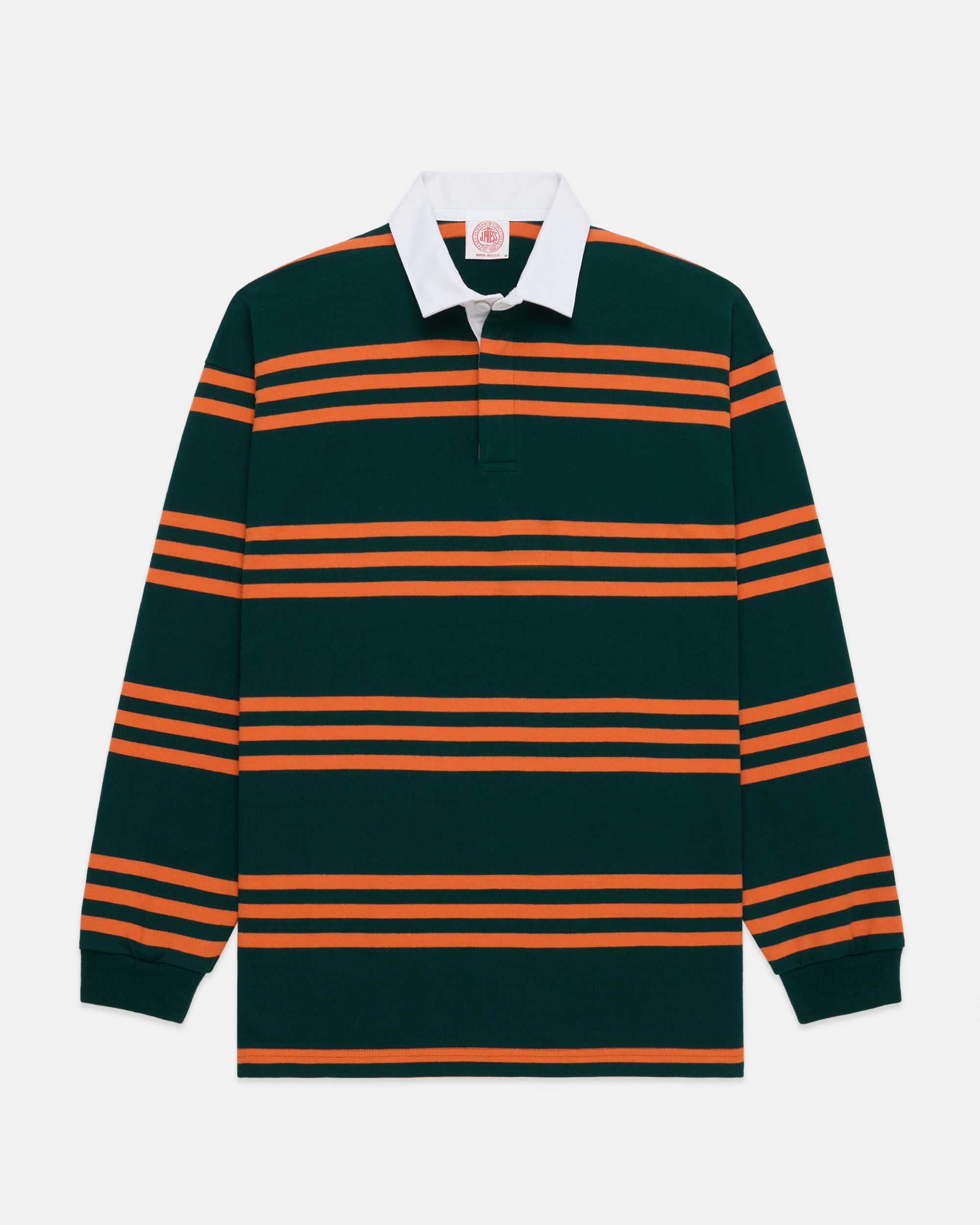 Made-in-USA Green Triple Stripe Cotton Rugby