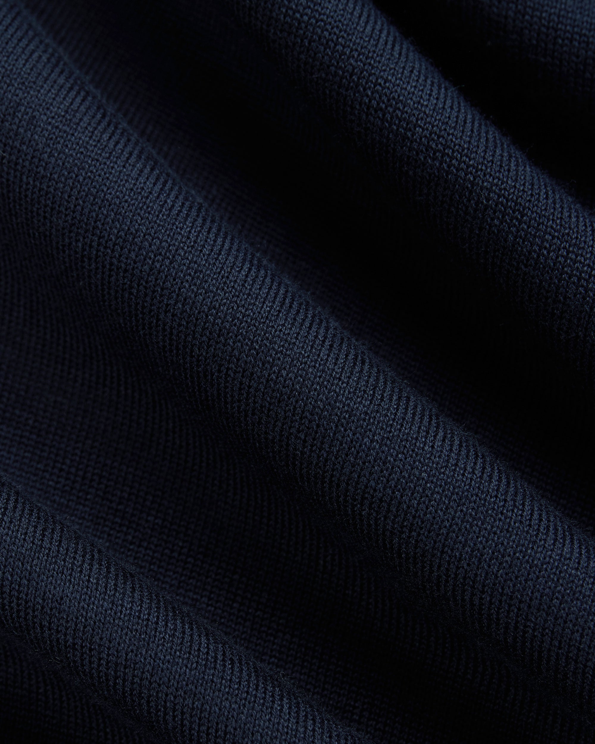 Navy High-Twist Cotton Polo - Trim Fit