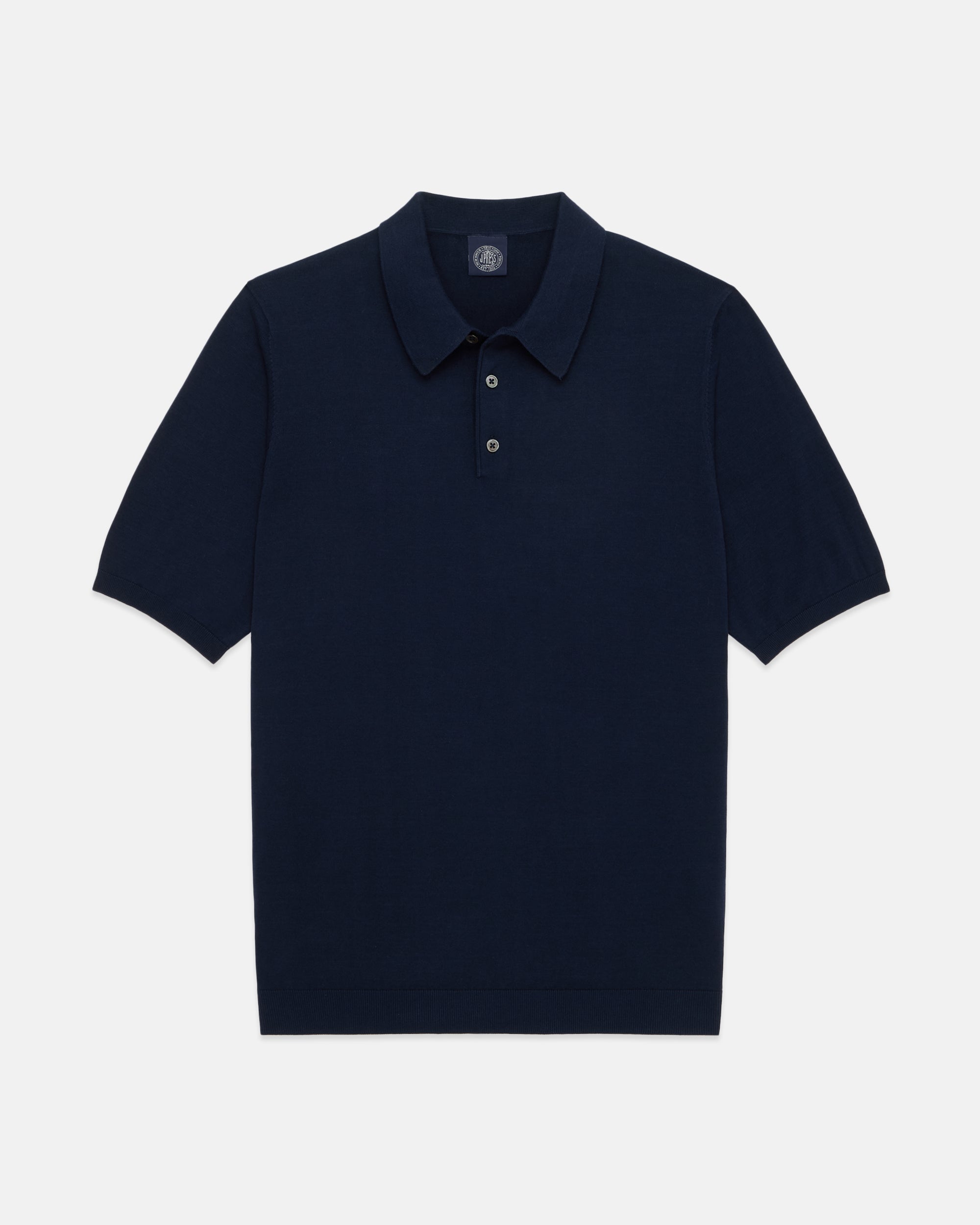 Navy High-Twist Cotton Polo - Trim Fit