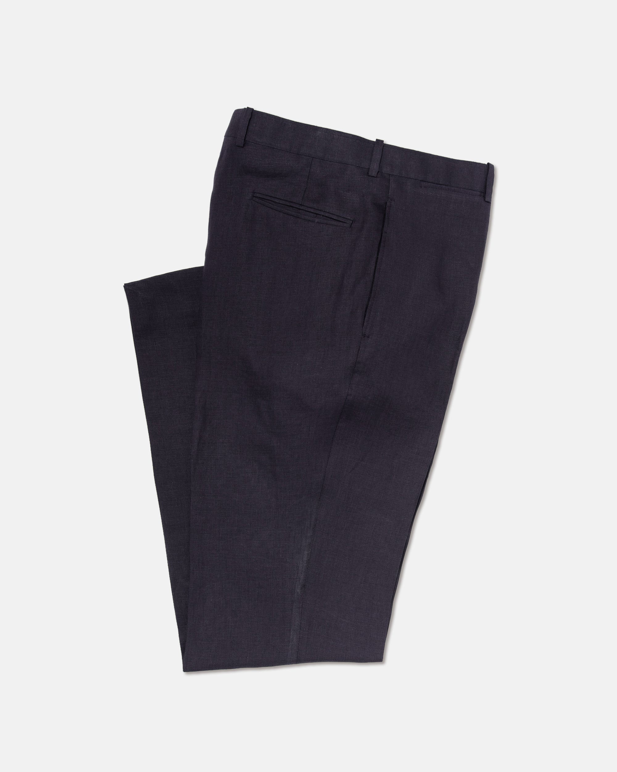 NAVY LINEN TROUSERS - CLASSIC FIT