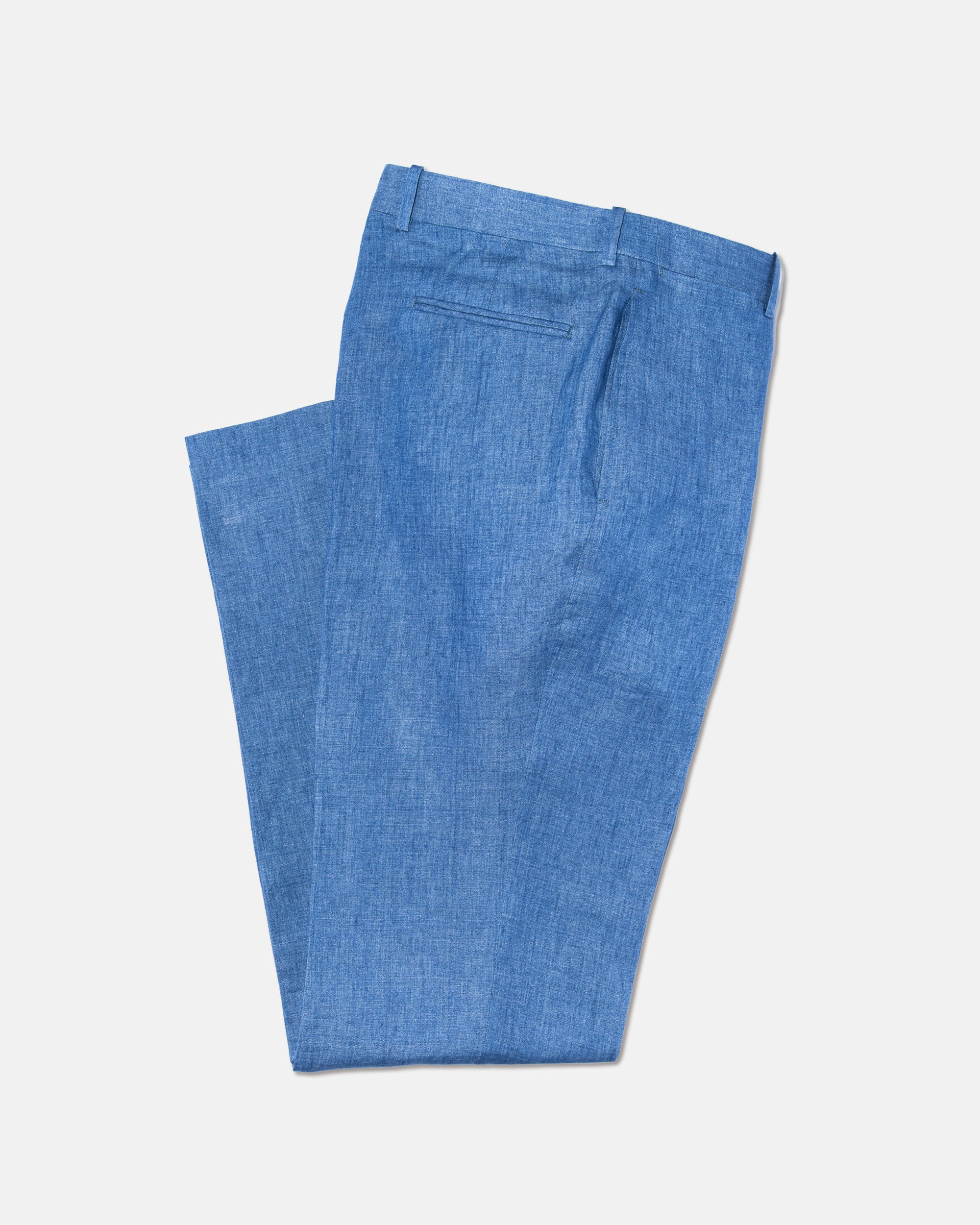 BLUE LINEN TROUSERS - CLASSIC FIT