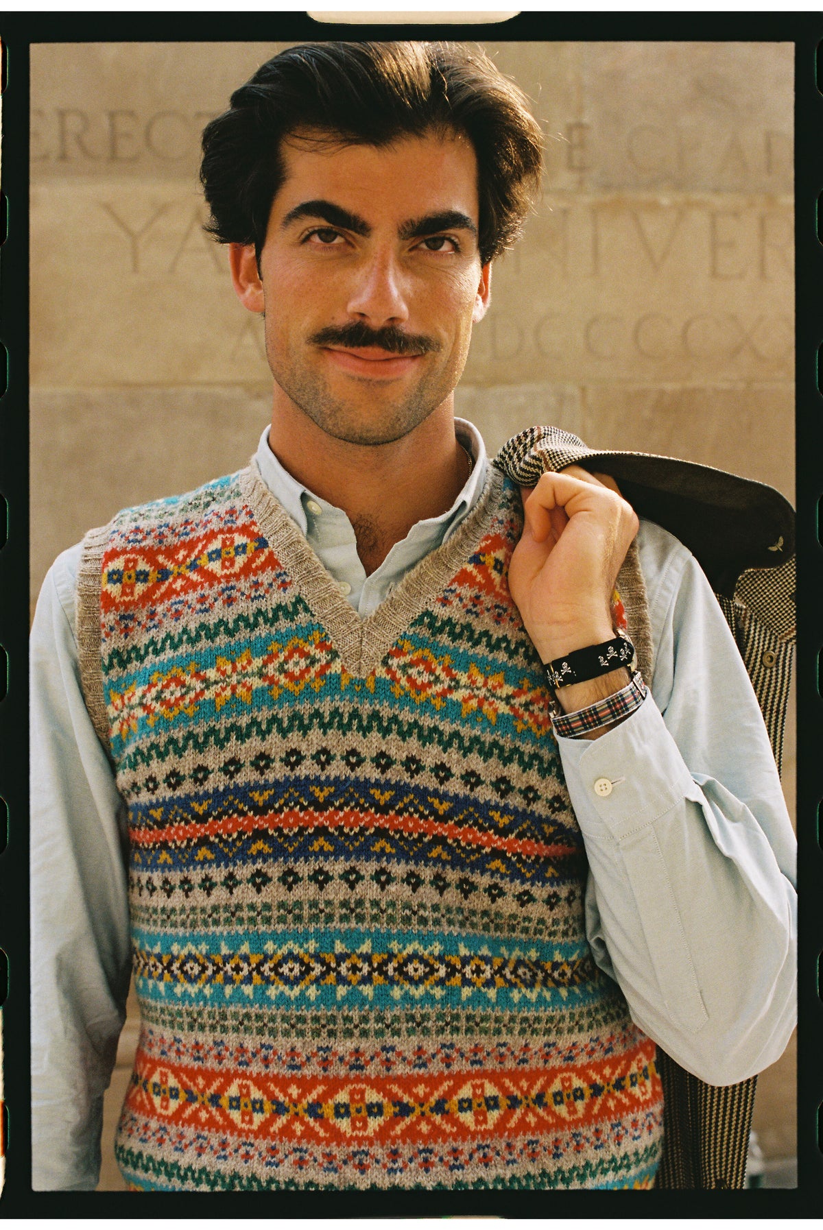 Made-in-Scotland Ivory Fair Isle Sweater Vest