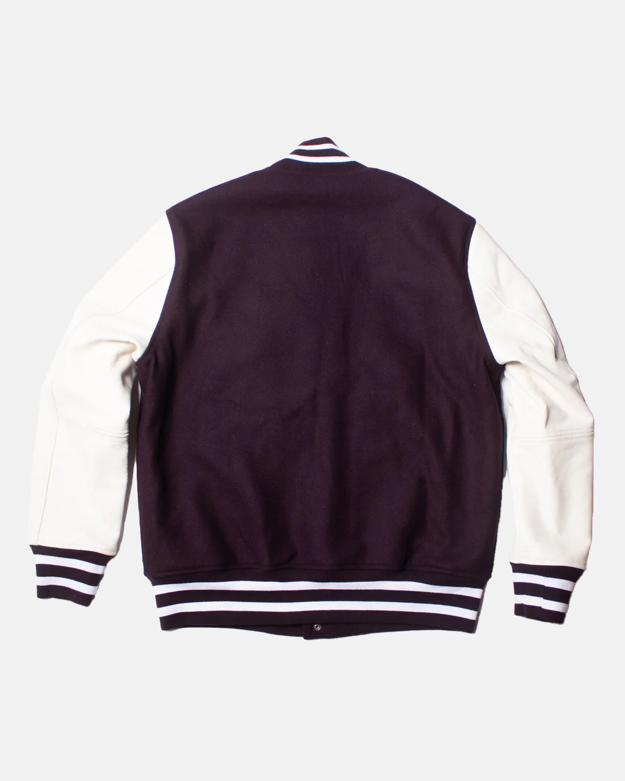 Burgundy Wool Varsity Jacket - Trim Fit