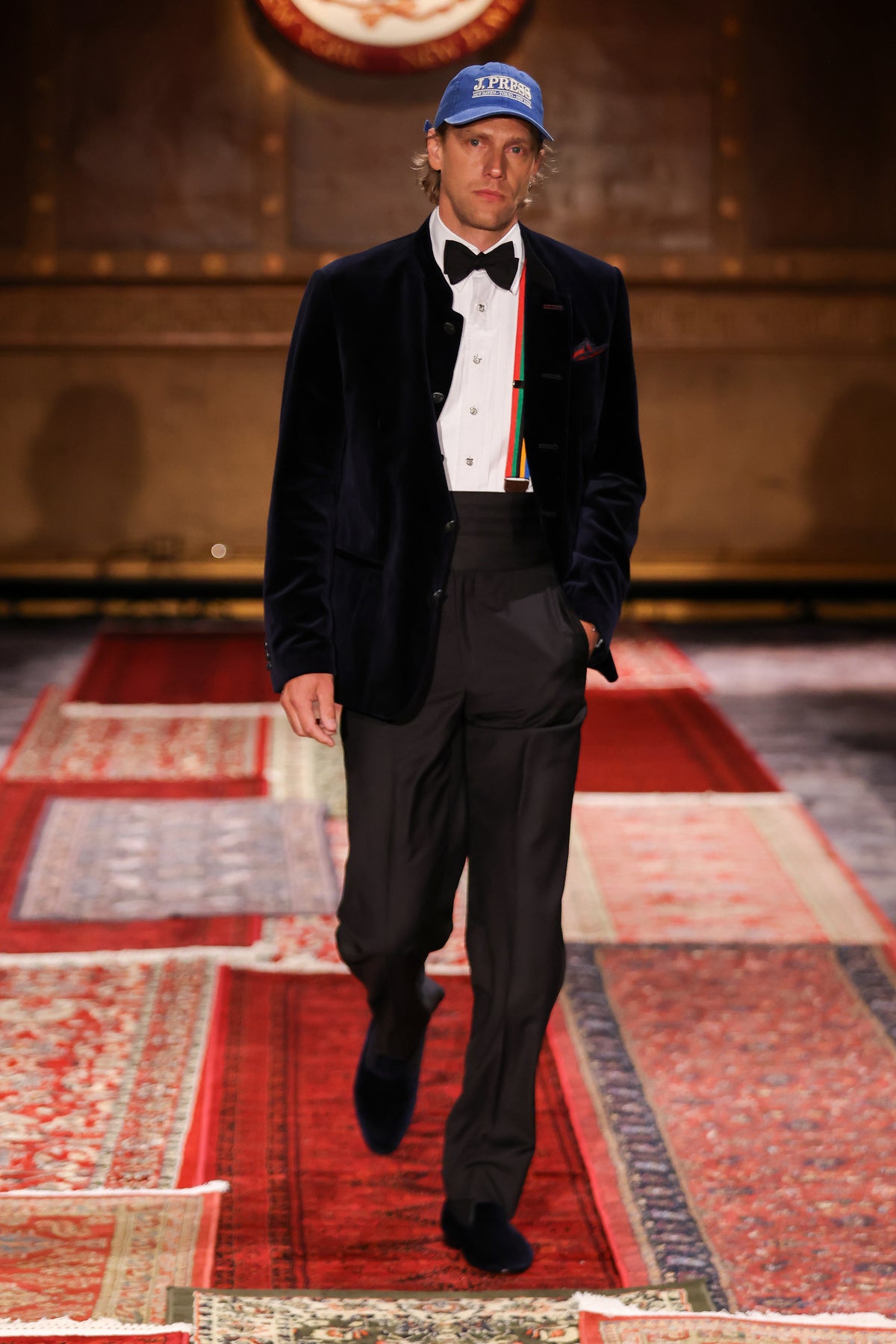 Made-in-USA Formal Worsted Wool Trousers With Grosgrain Braid