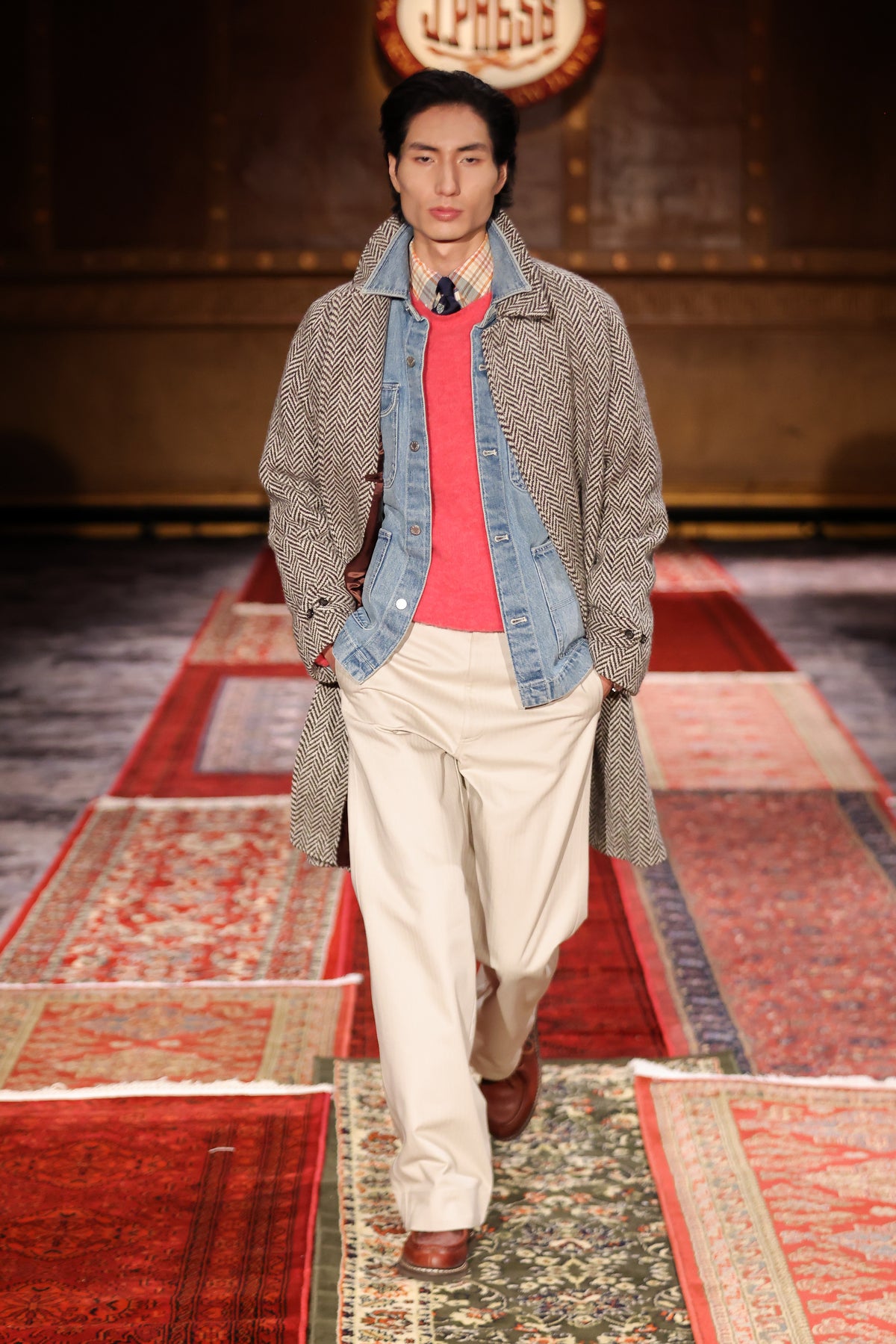 Vito's Stone Herringbone High n' Wide Pant