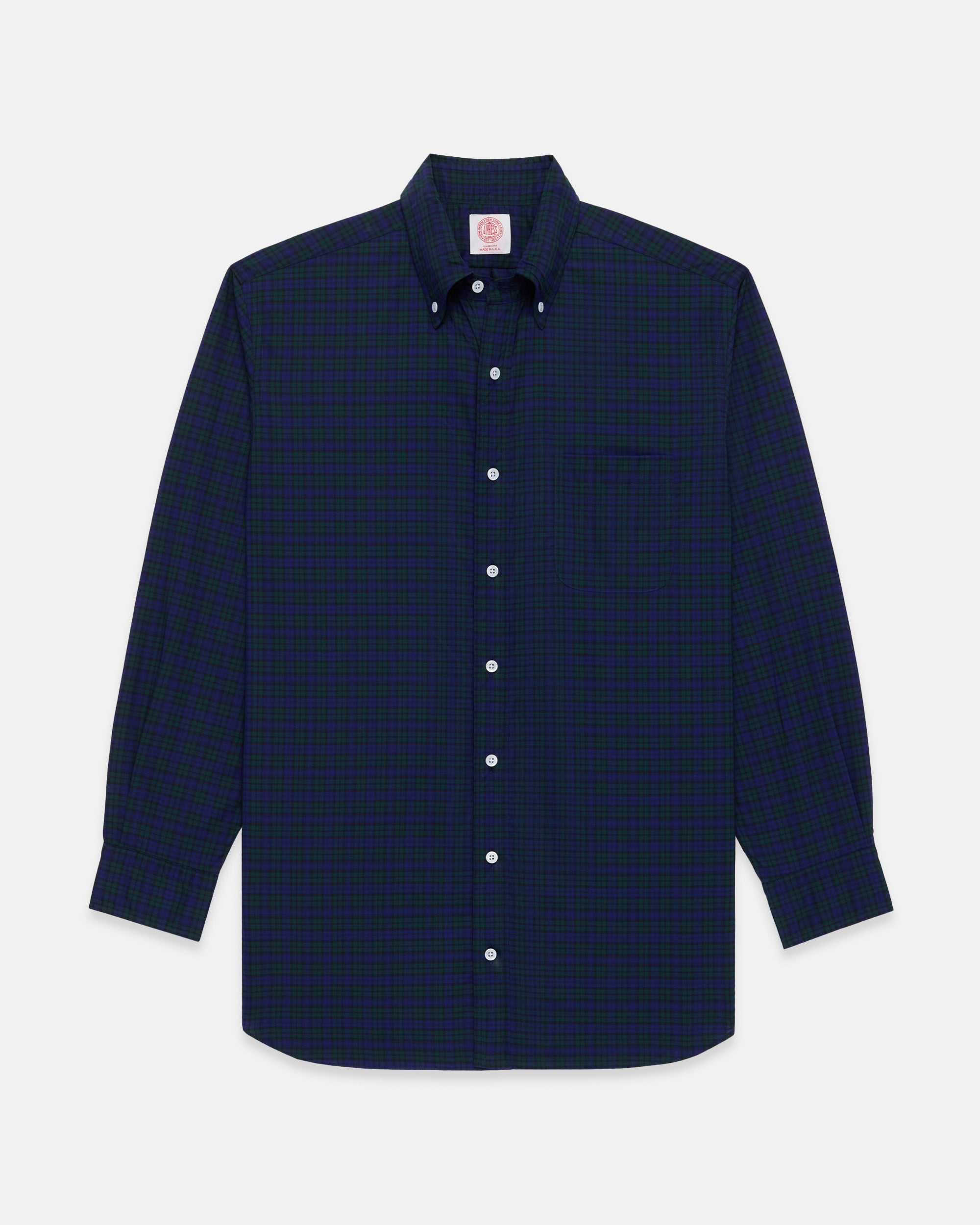 Made-in-USA Thomas Mason Black Watch Tartan Broadcloth Sport Shirt - Classic Fit